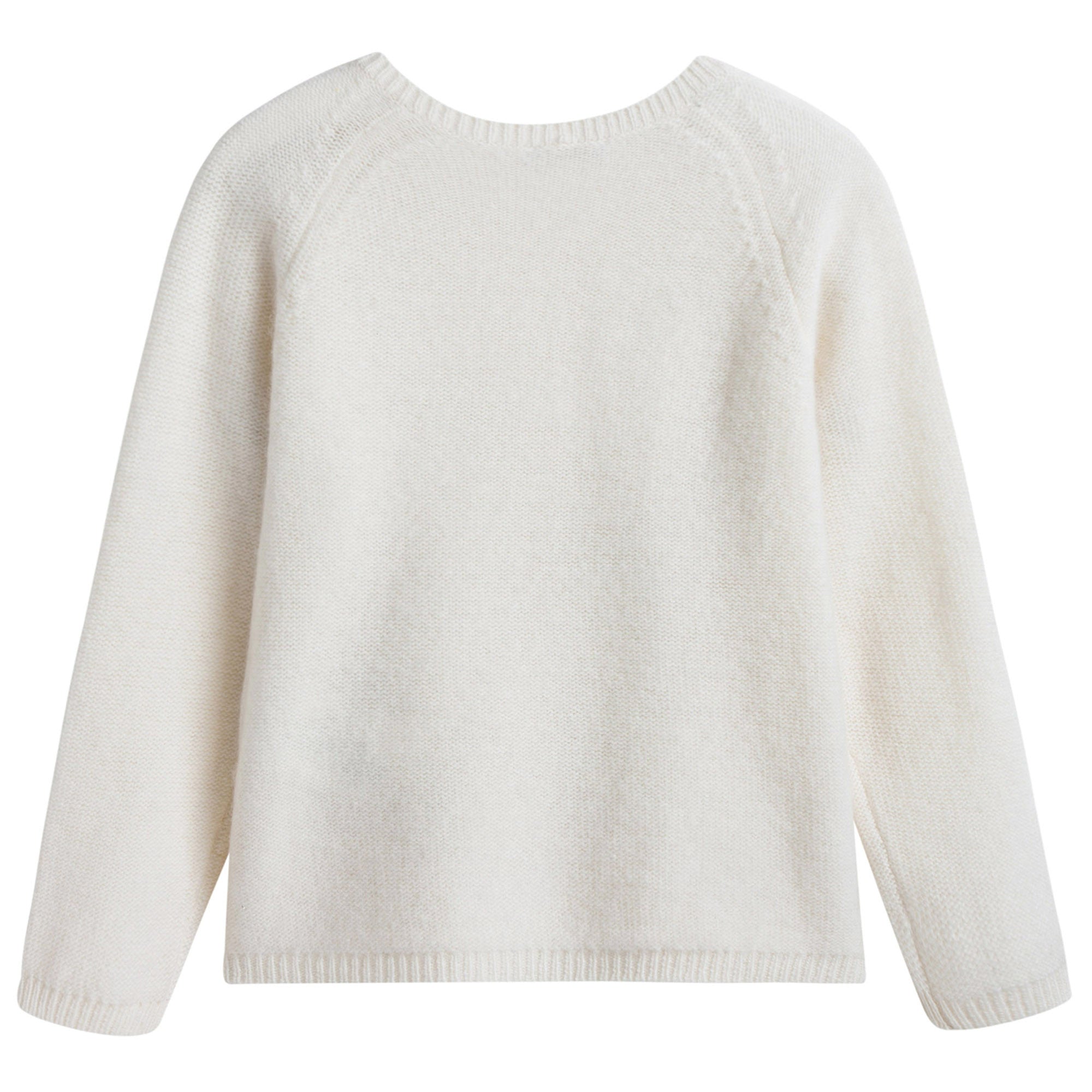 Girls Milk With Gold Pom-Pom Wool  Cardigan