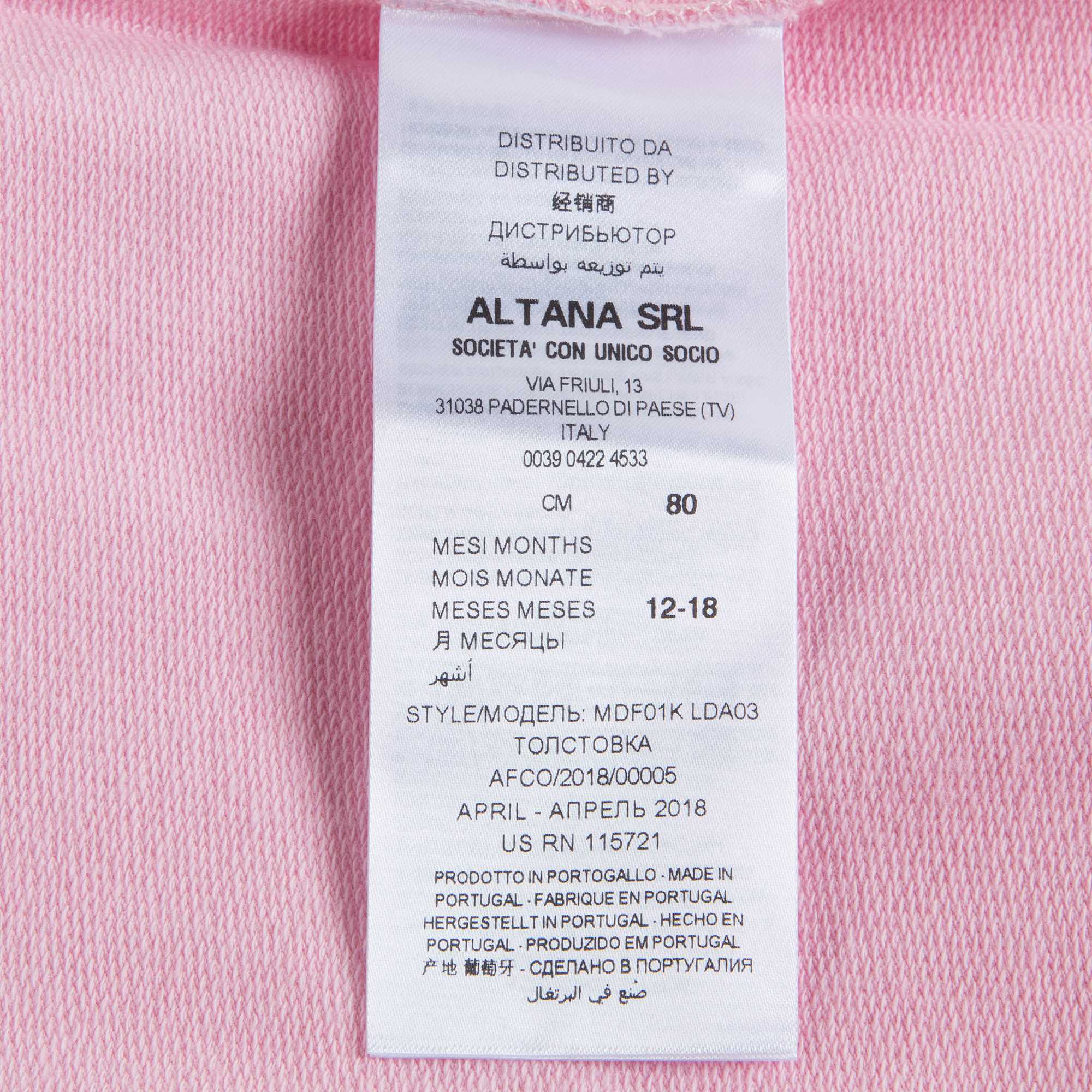 Baby Girls Rose Cotton Sweatshirt