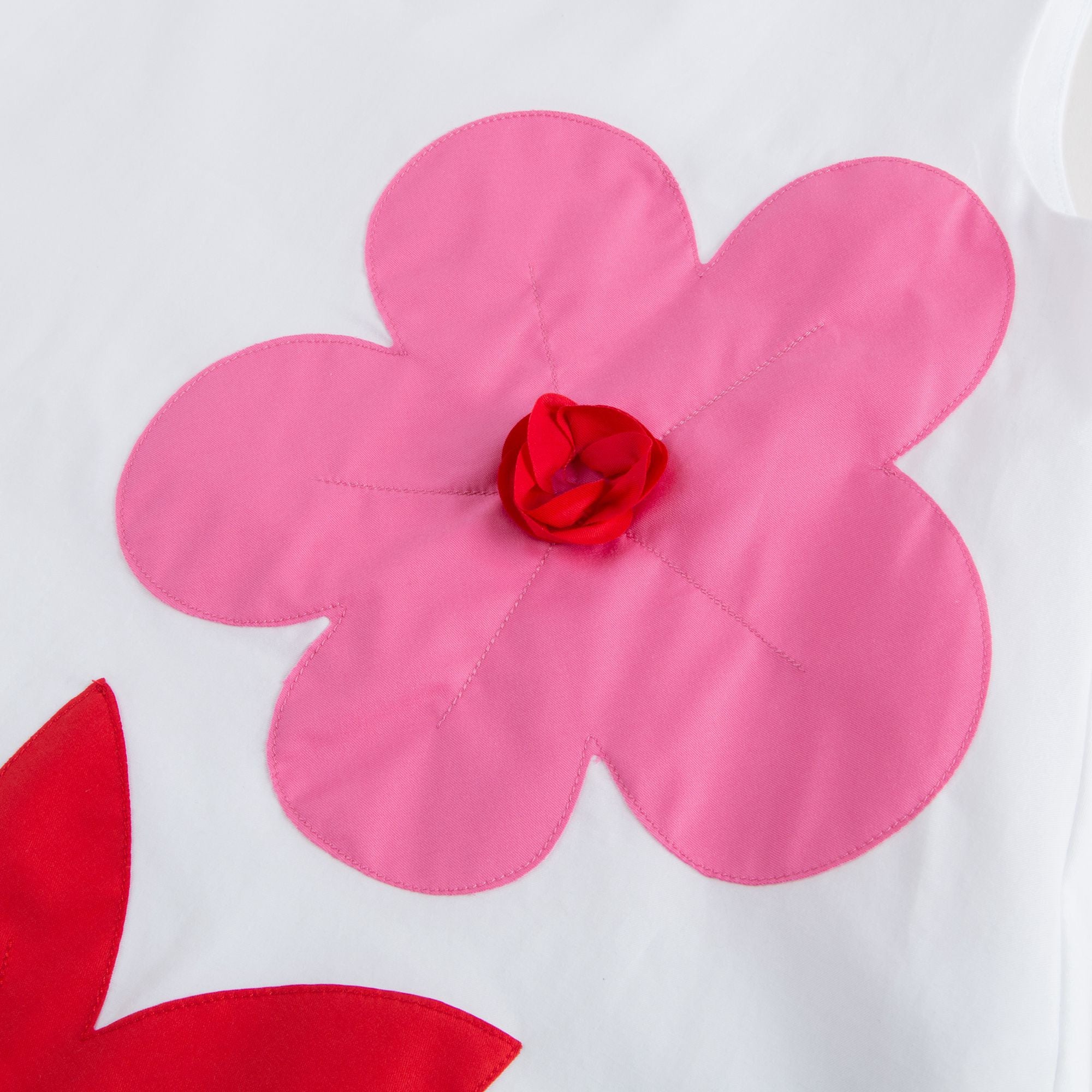 Girls White Flower Printed Dress