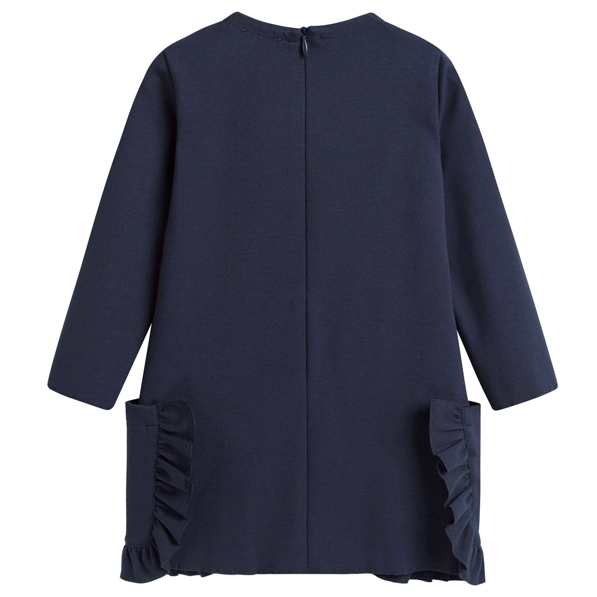 Girls Navy Blue Dress With Pockets