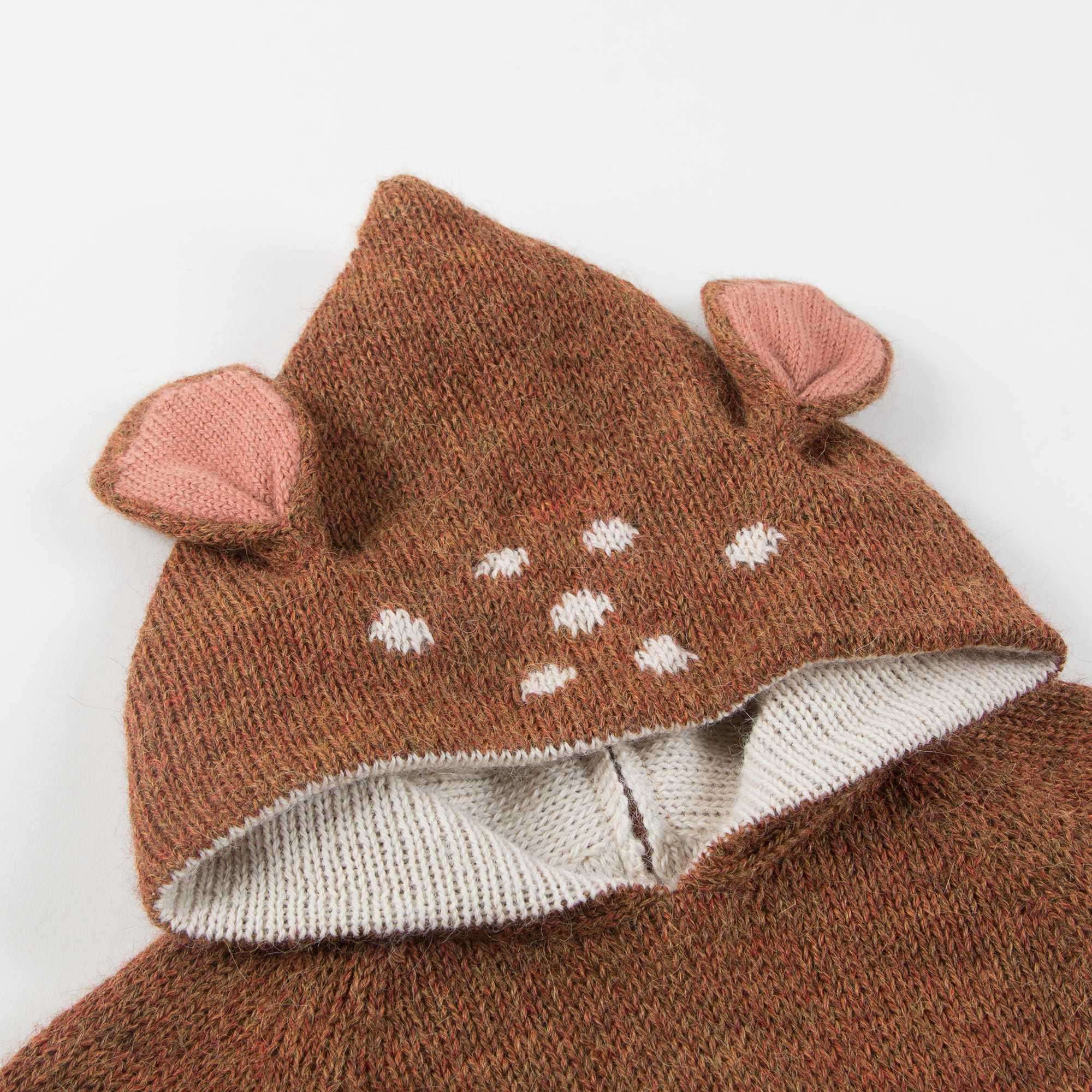 Baby Brown Bambi Alpaca Hooded Animal Sweater