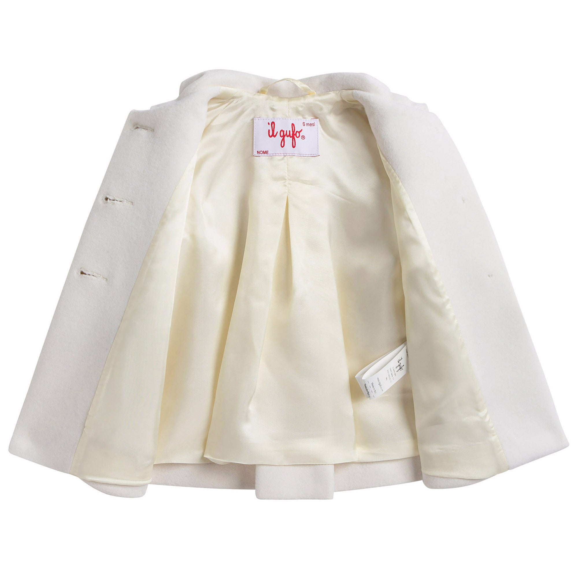 Girls Ivory Wool & Cashmere Coat