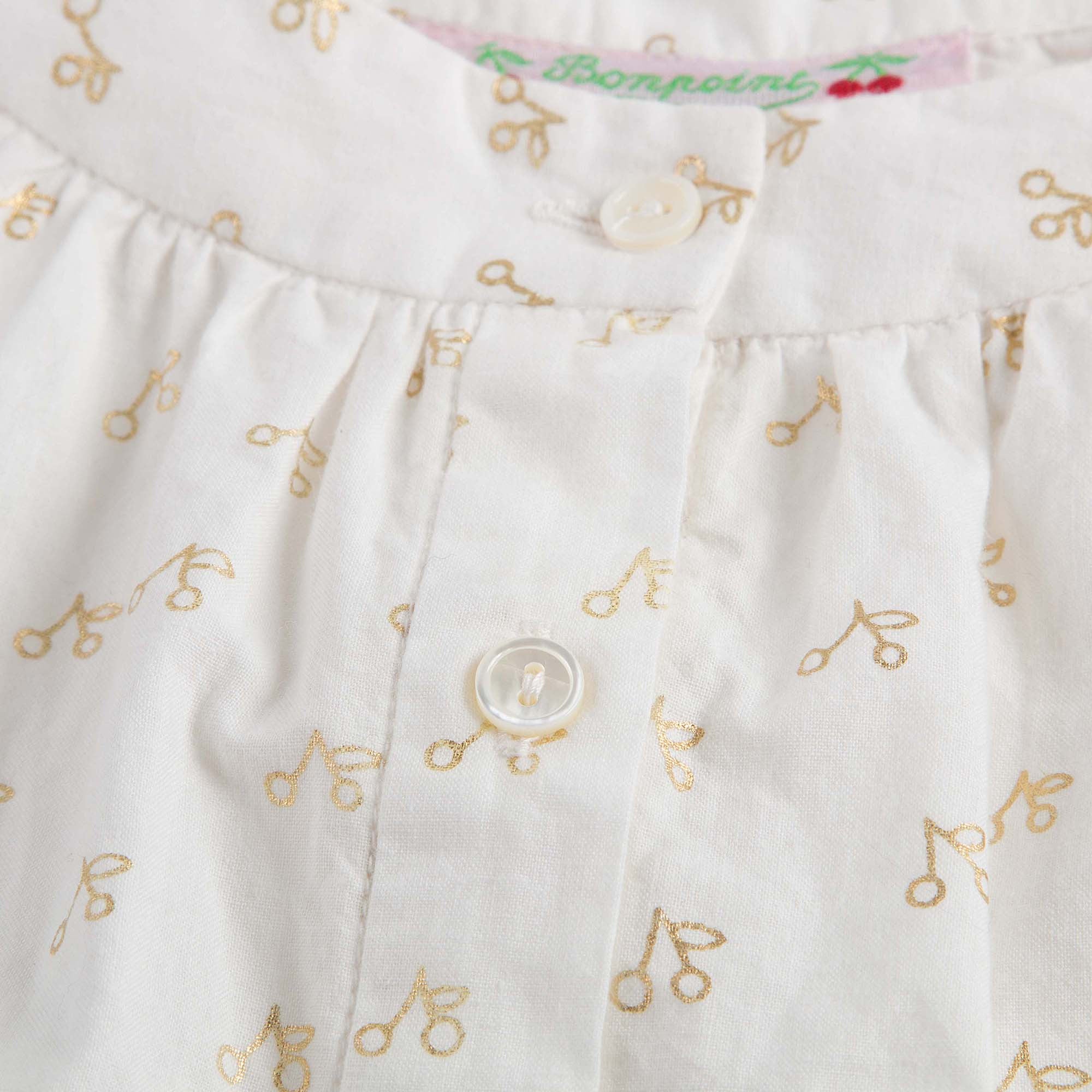 Girls White With Gold Cherry Pyjama - CÉMAROSE | Children's Fashion Store - 11
