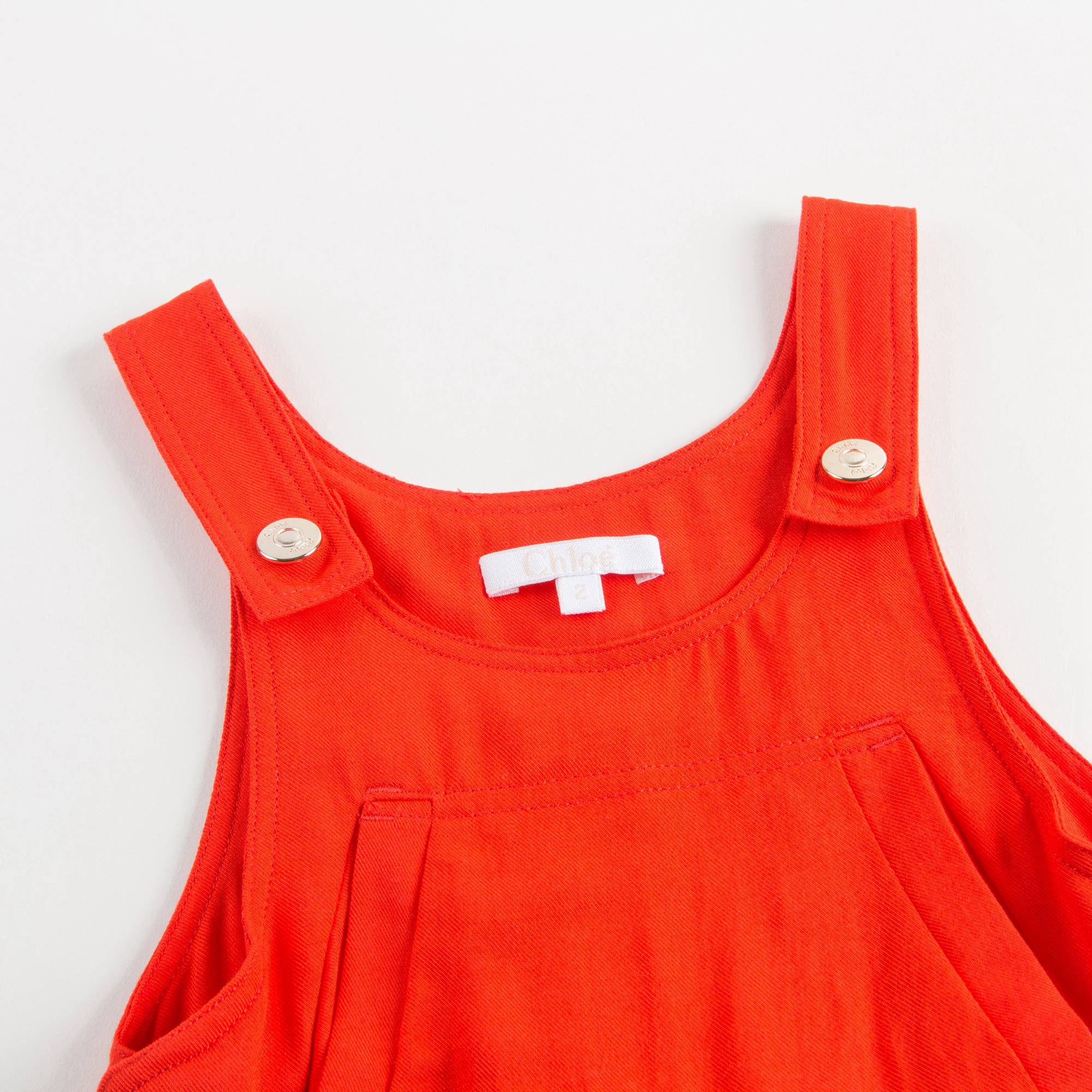 Girls Red Viscose Pinafore Dress