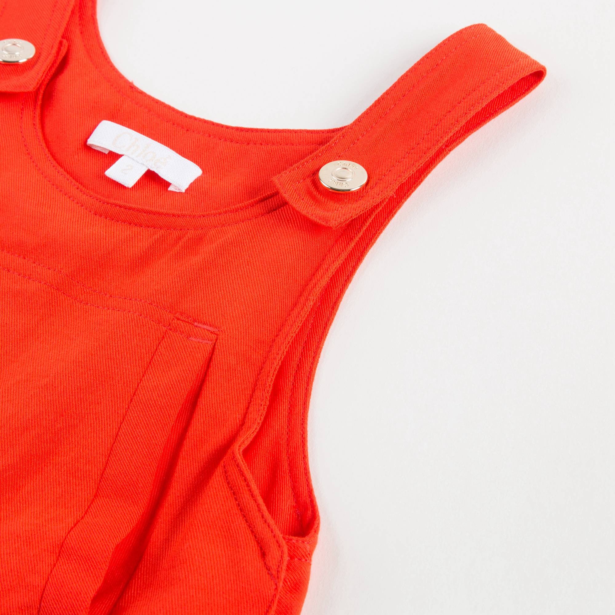 Girls Red Viscose Pinafore Dress