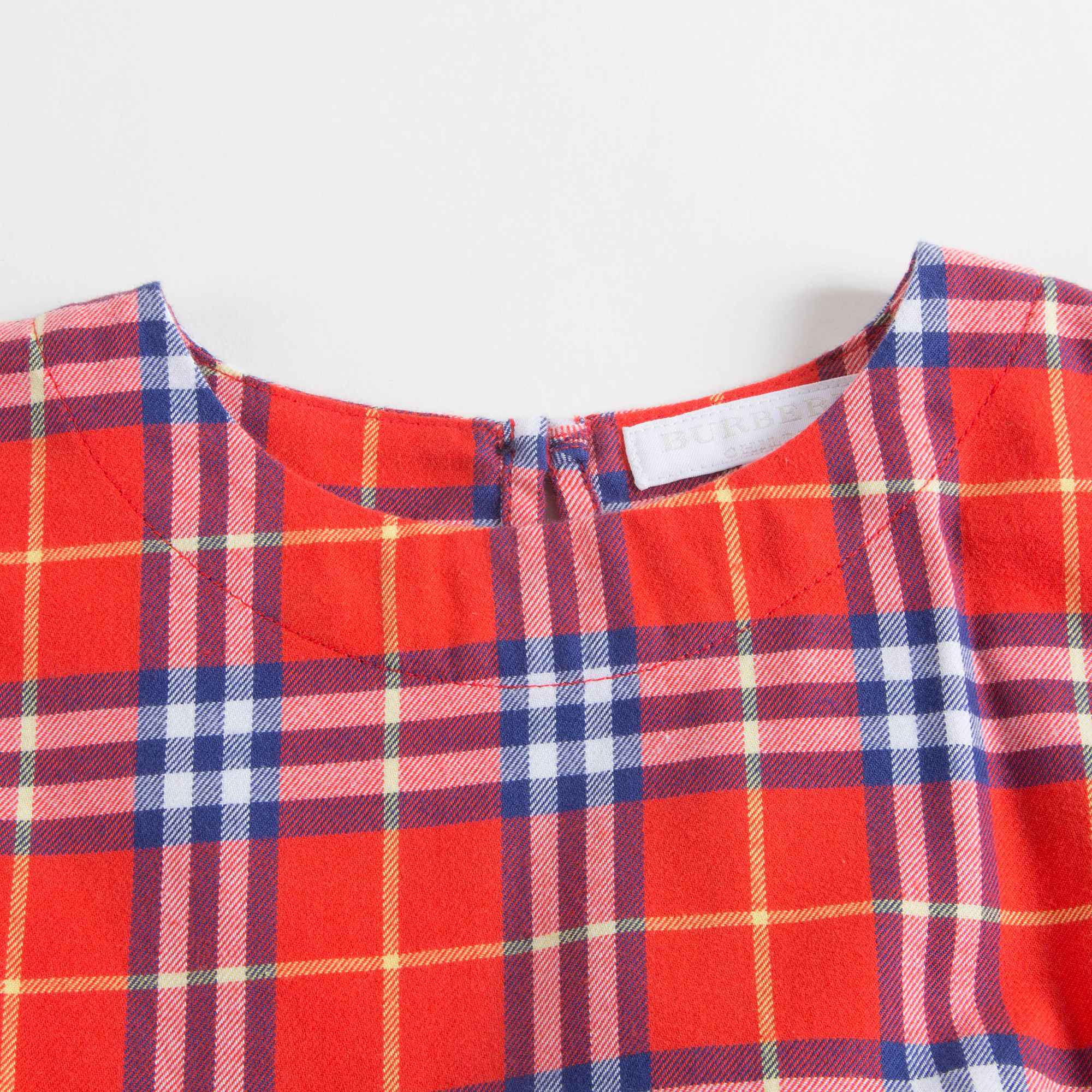 Baby Orange Red Check Cotton Dress