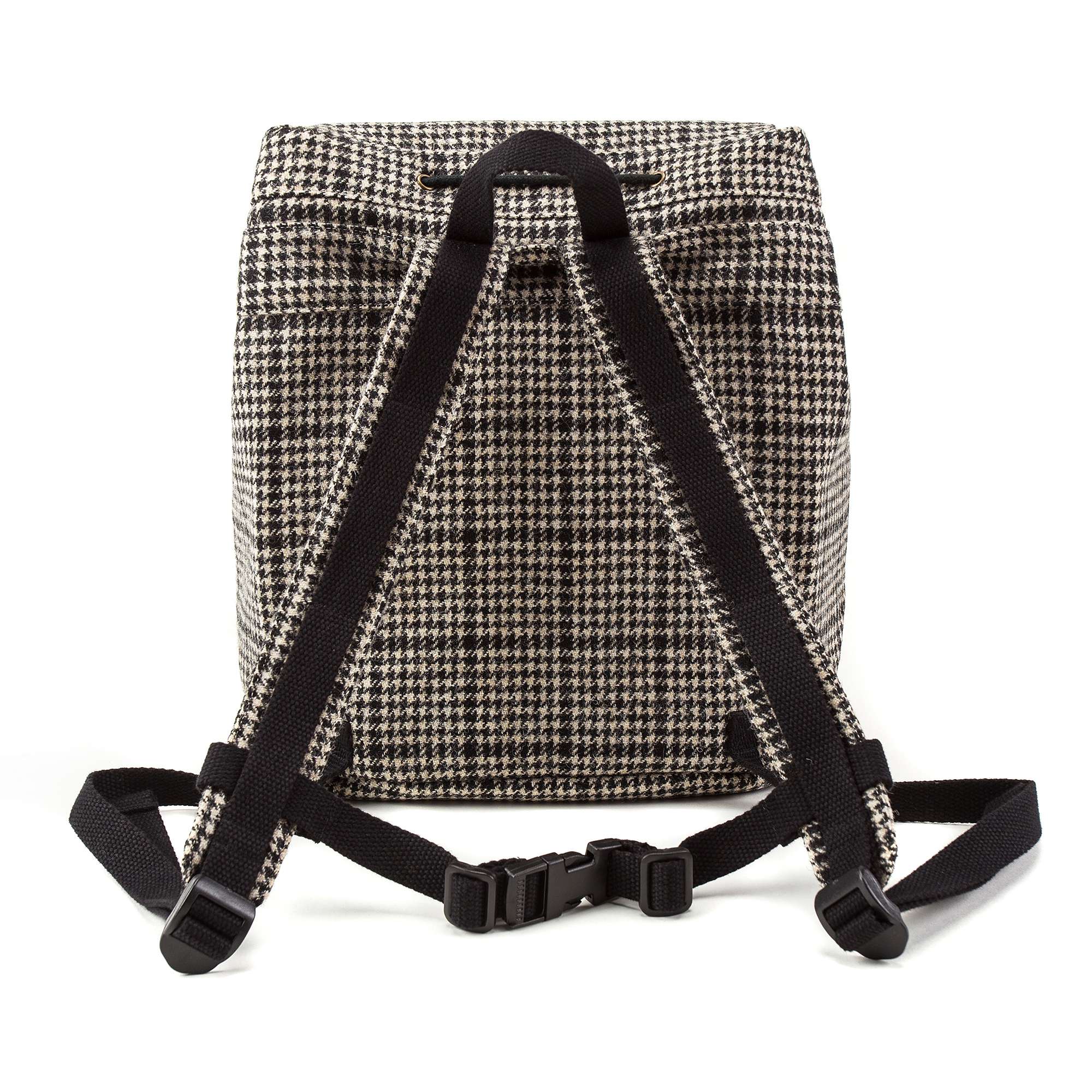 Black Check Wool Backpack