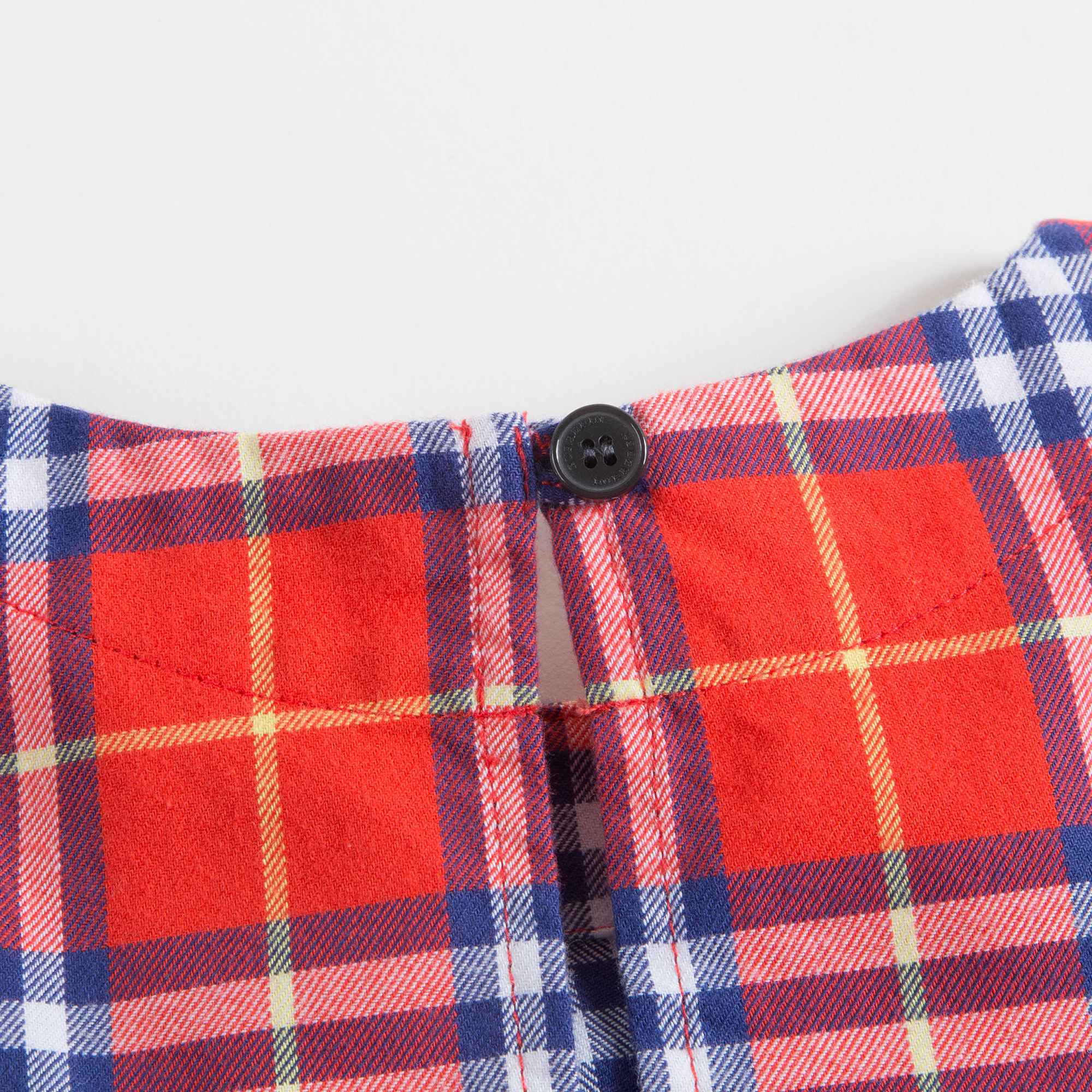 Baby Orange Red Check Cotton Dress