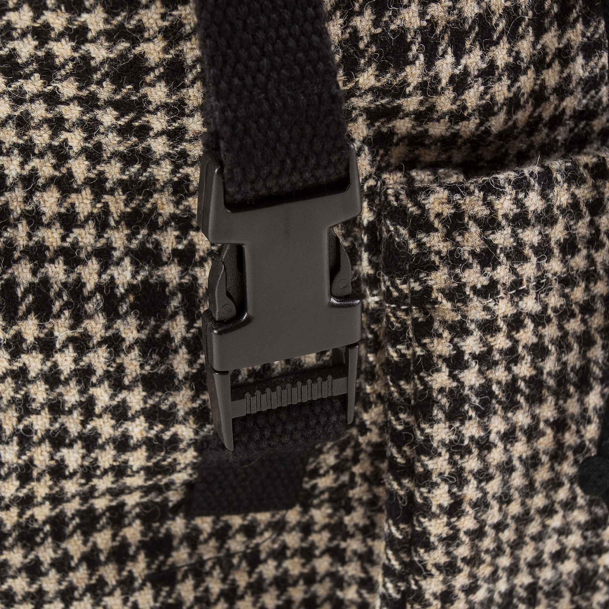 Black Check Wool Backpack