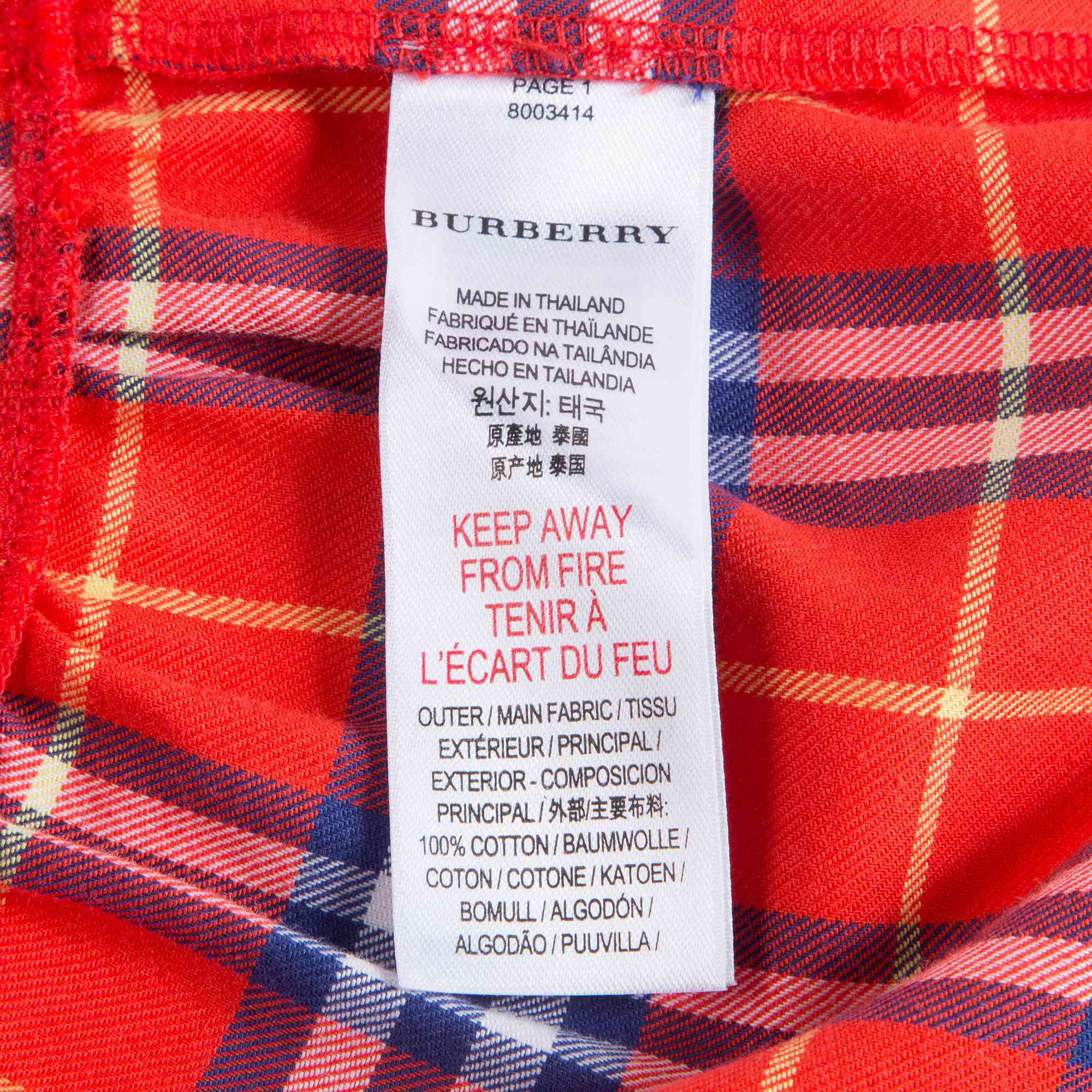 Baby Orange Red Check Cotton Dress