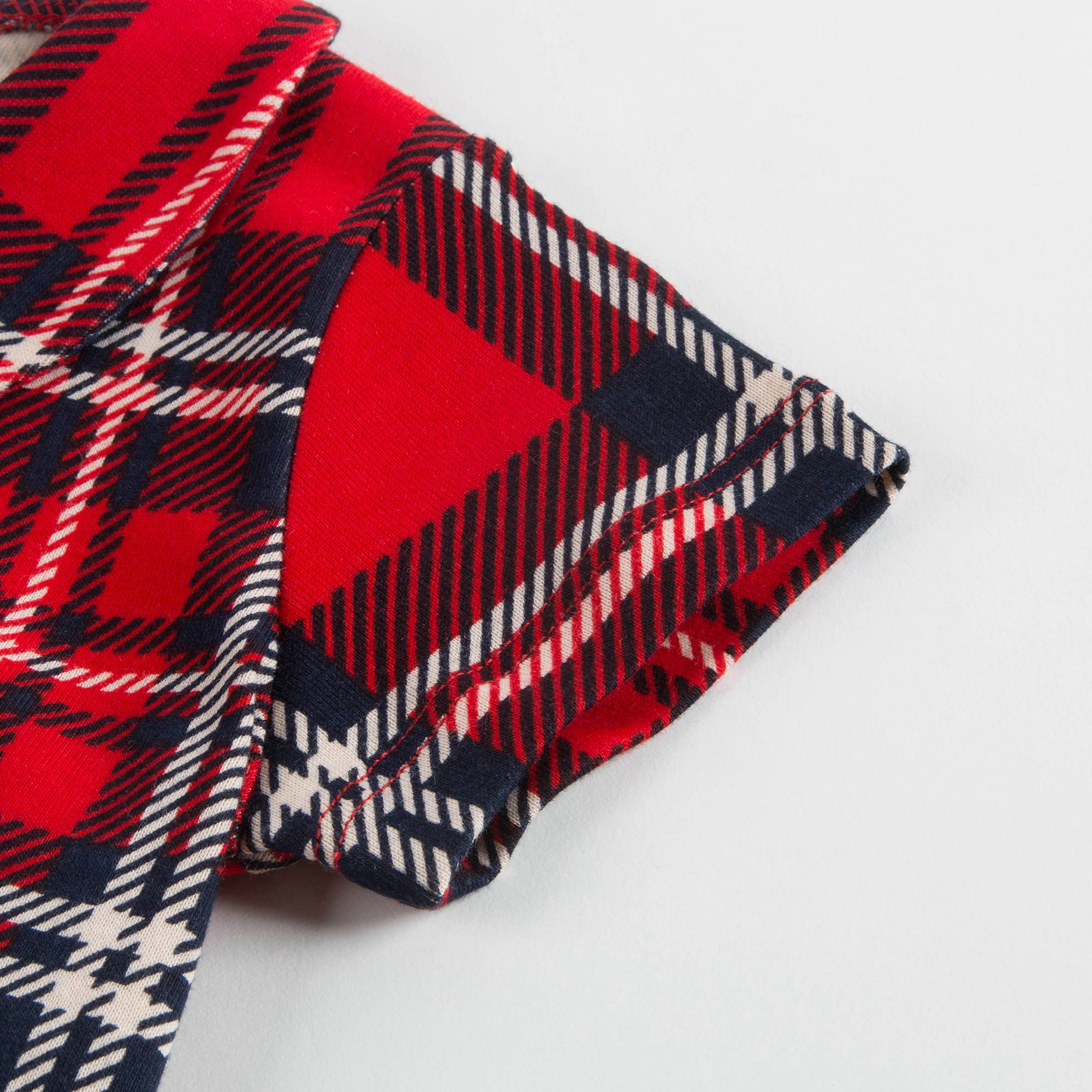 Girls Red Check Organic Cotton T-shirt