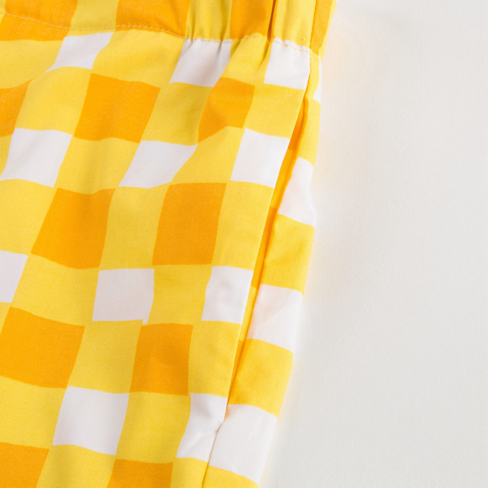 Girls Yellow Checked Shorts