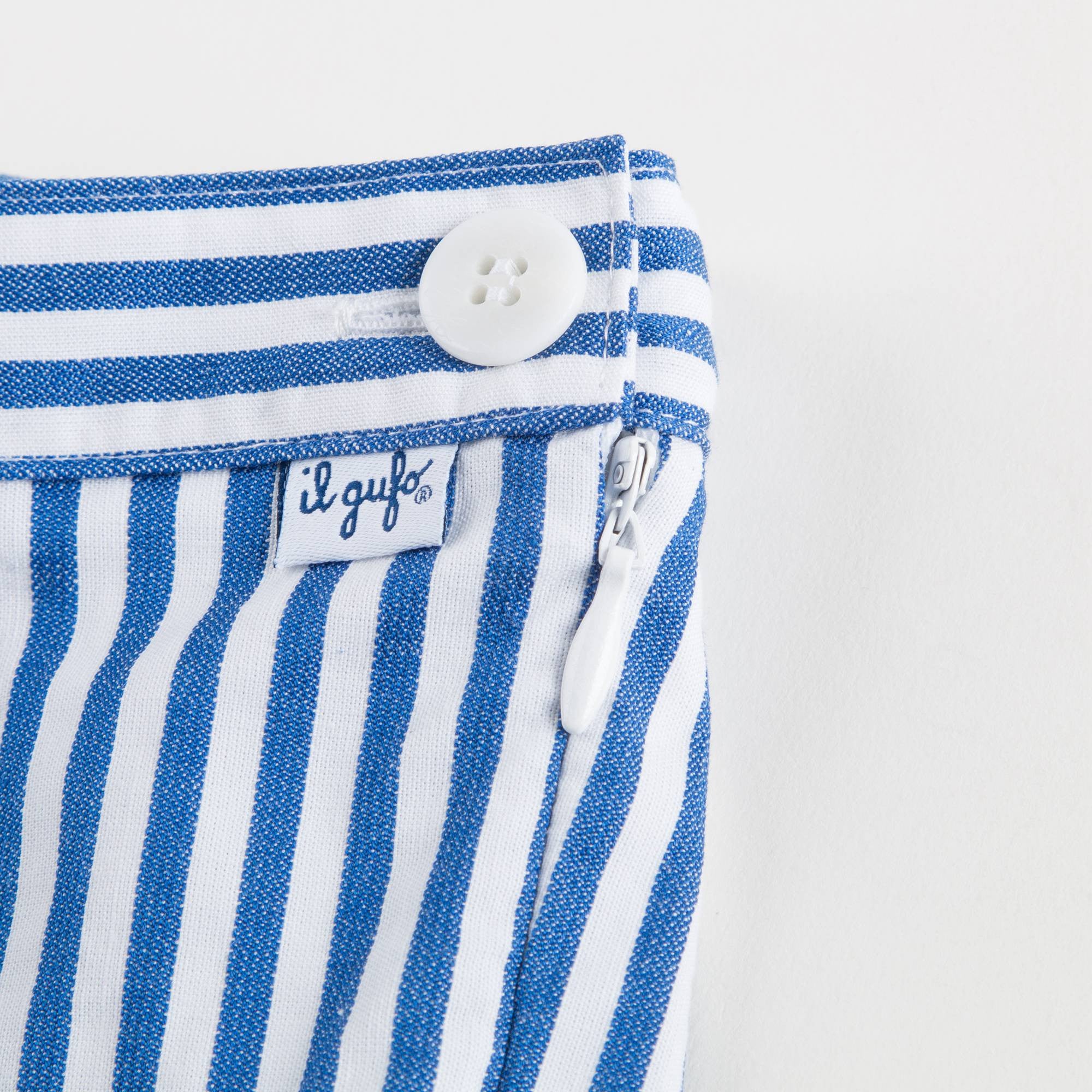 Girls Blue & White Striped Cotton Pants