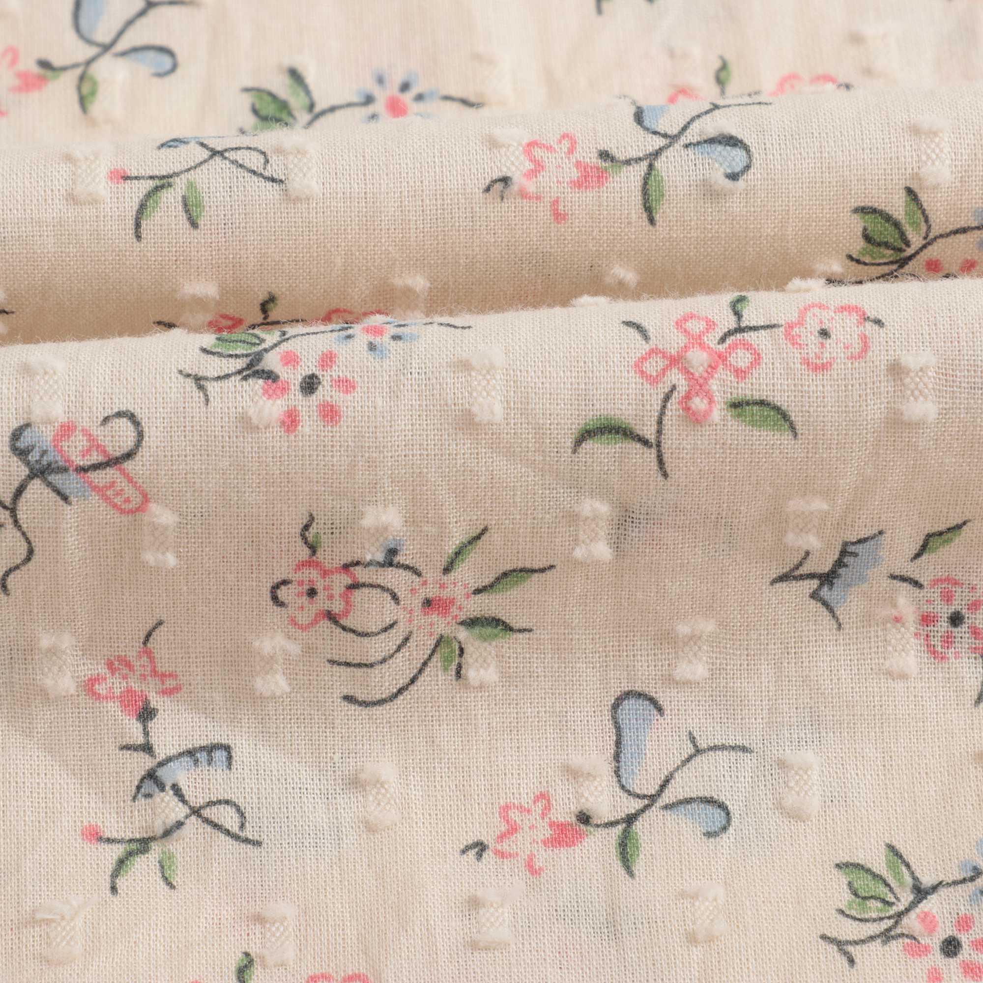 女童米白色小碎花睡衣式连衣裙