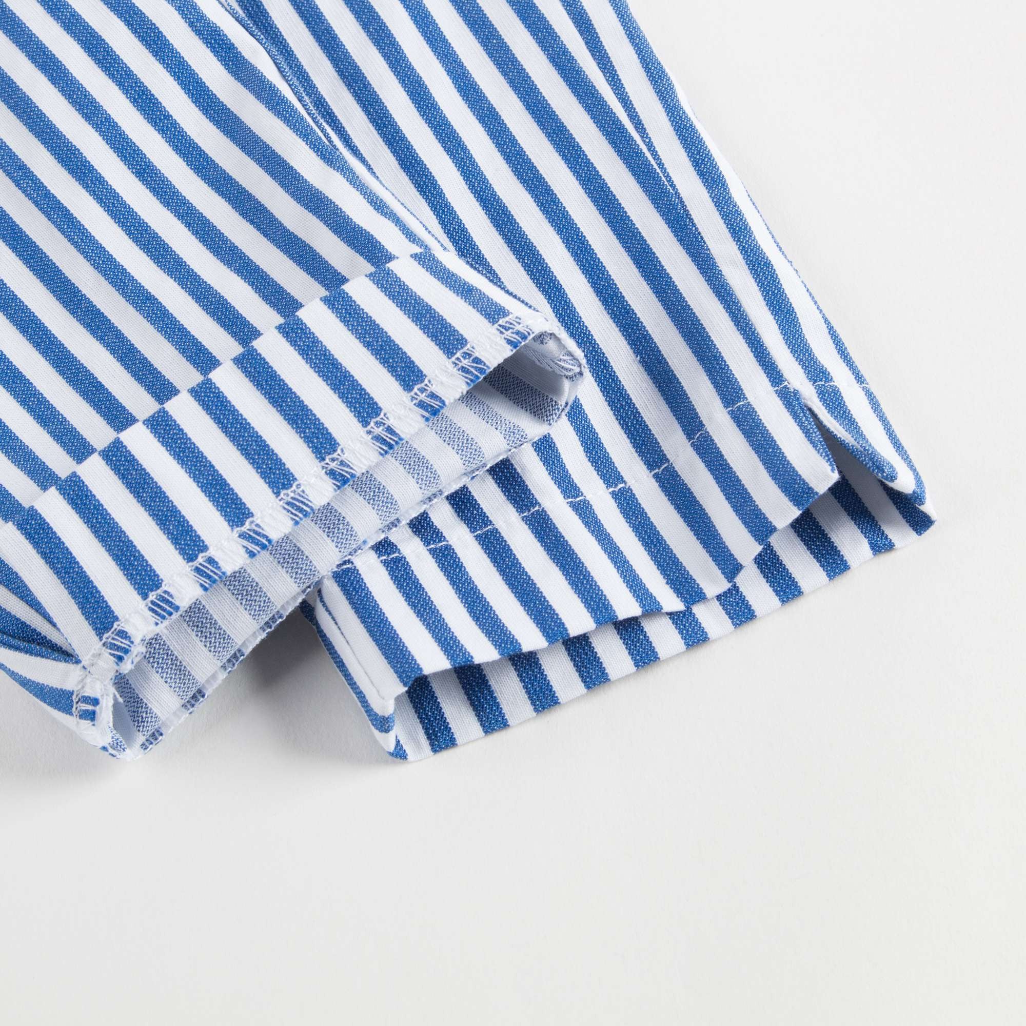 Girls Blue & White Striped Cotton Pants