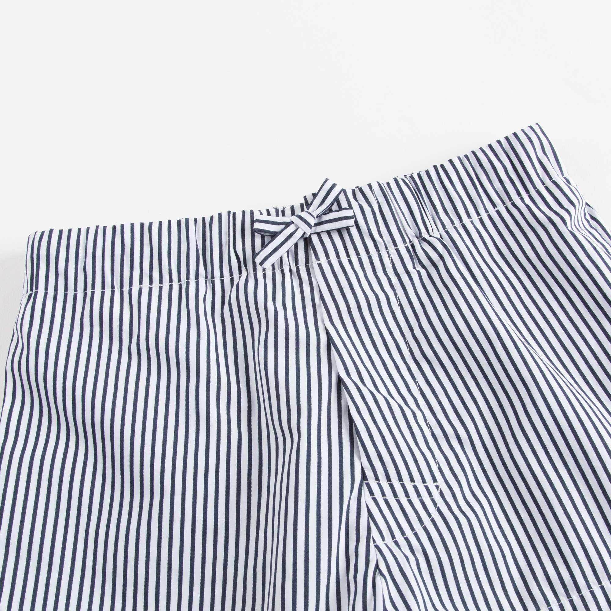 Girls Blue & White Striped Cotton Shorts