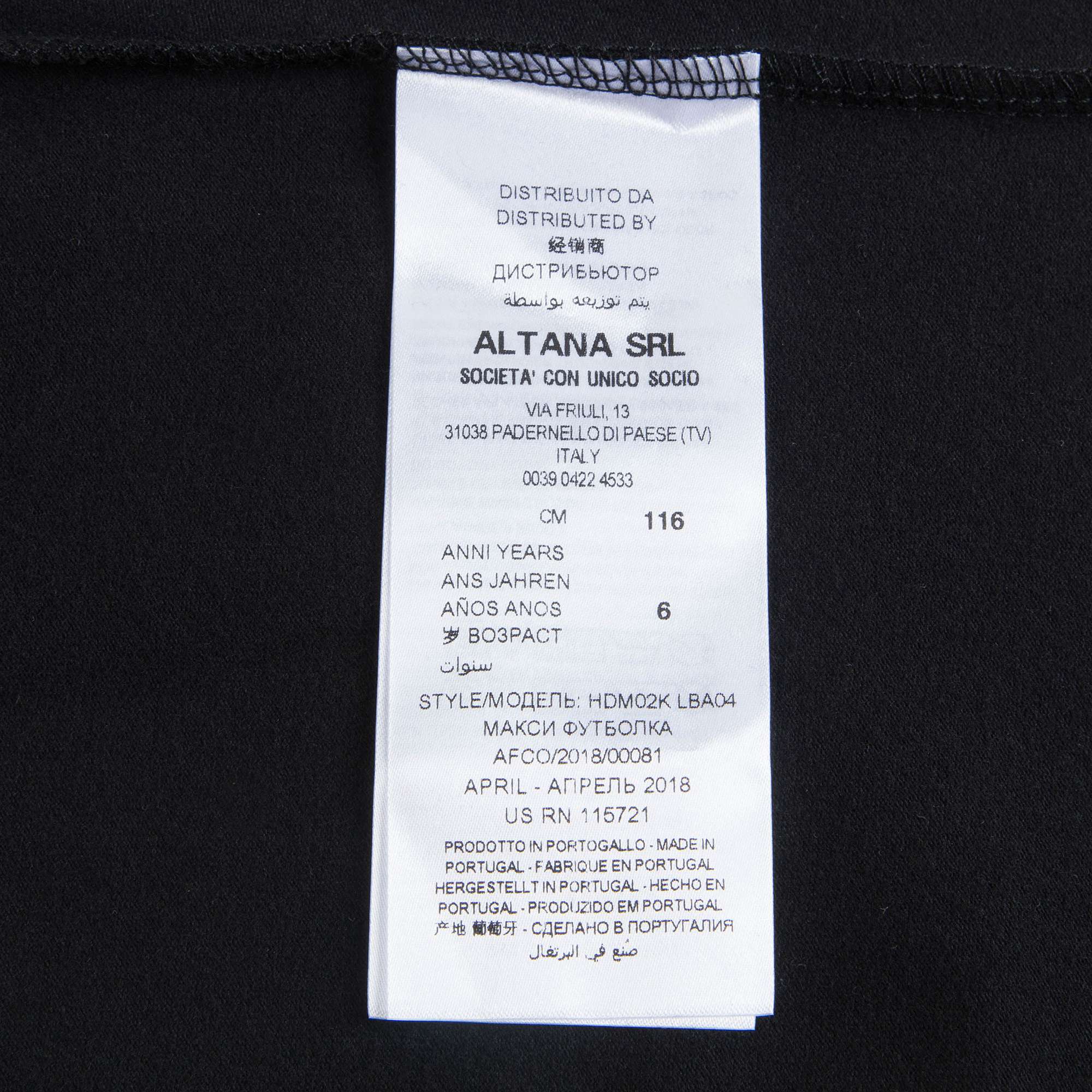 Girls Black Logo Cotton T-shirt