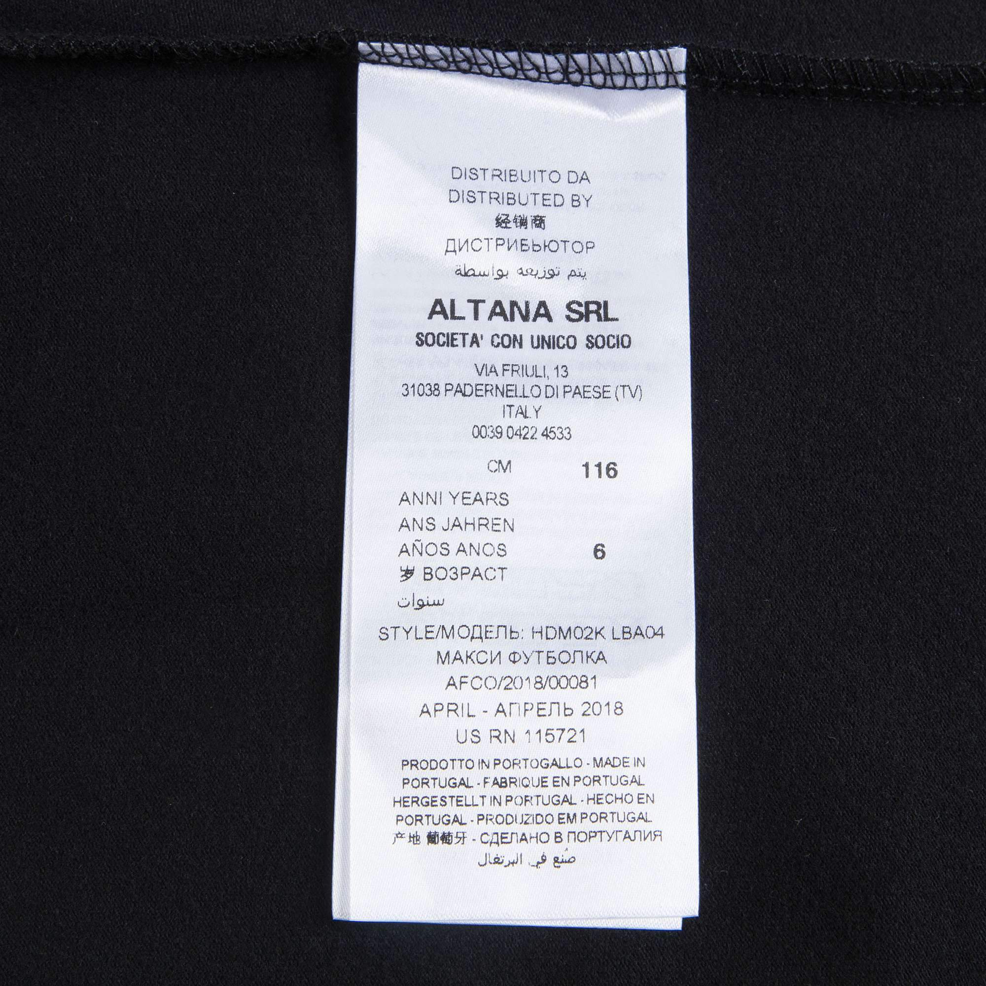 Girls Black Logo Cotton T-shirt