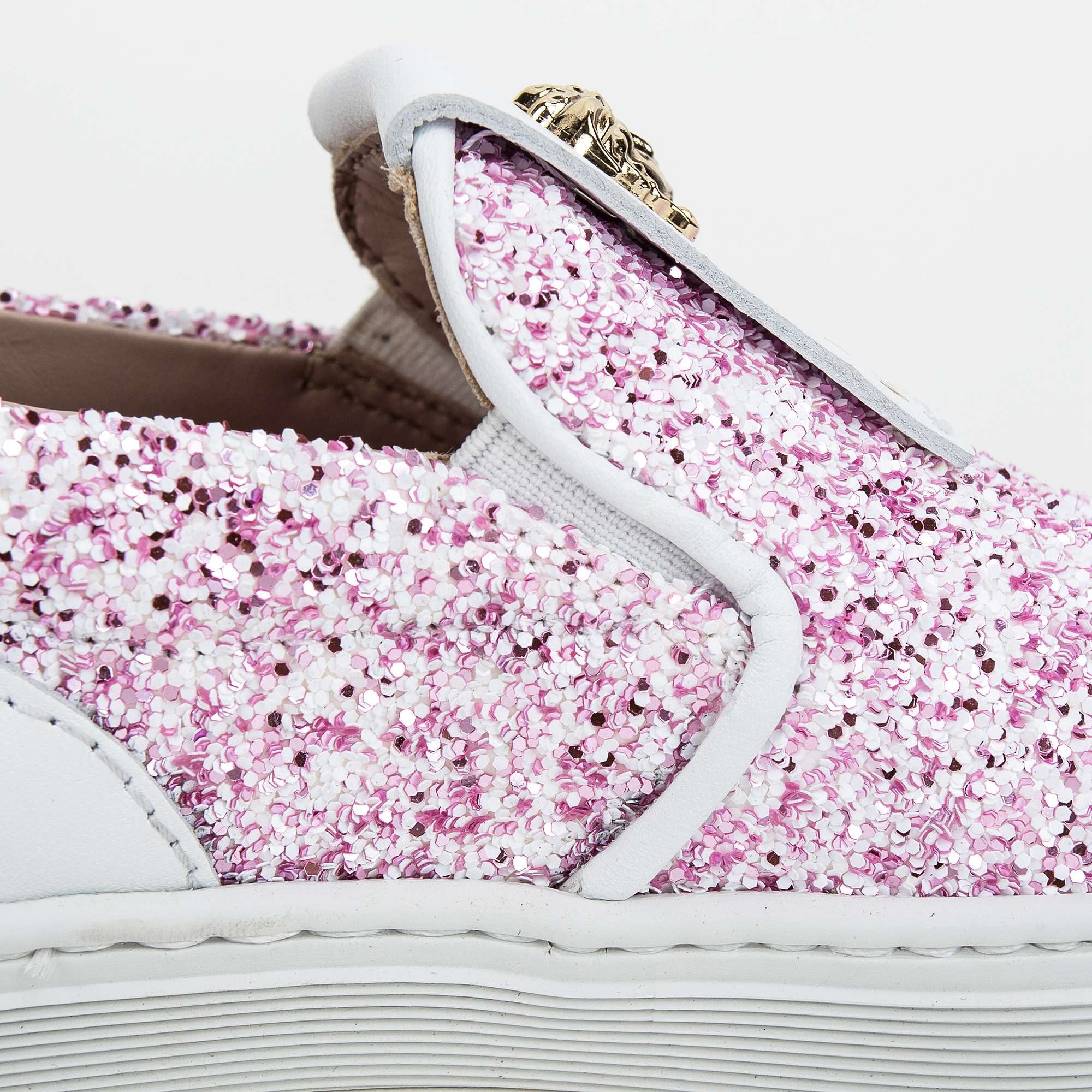 Girls White&Pink Surface Metal Logo Shoes