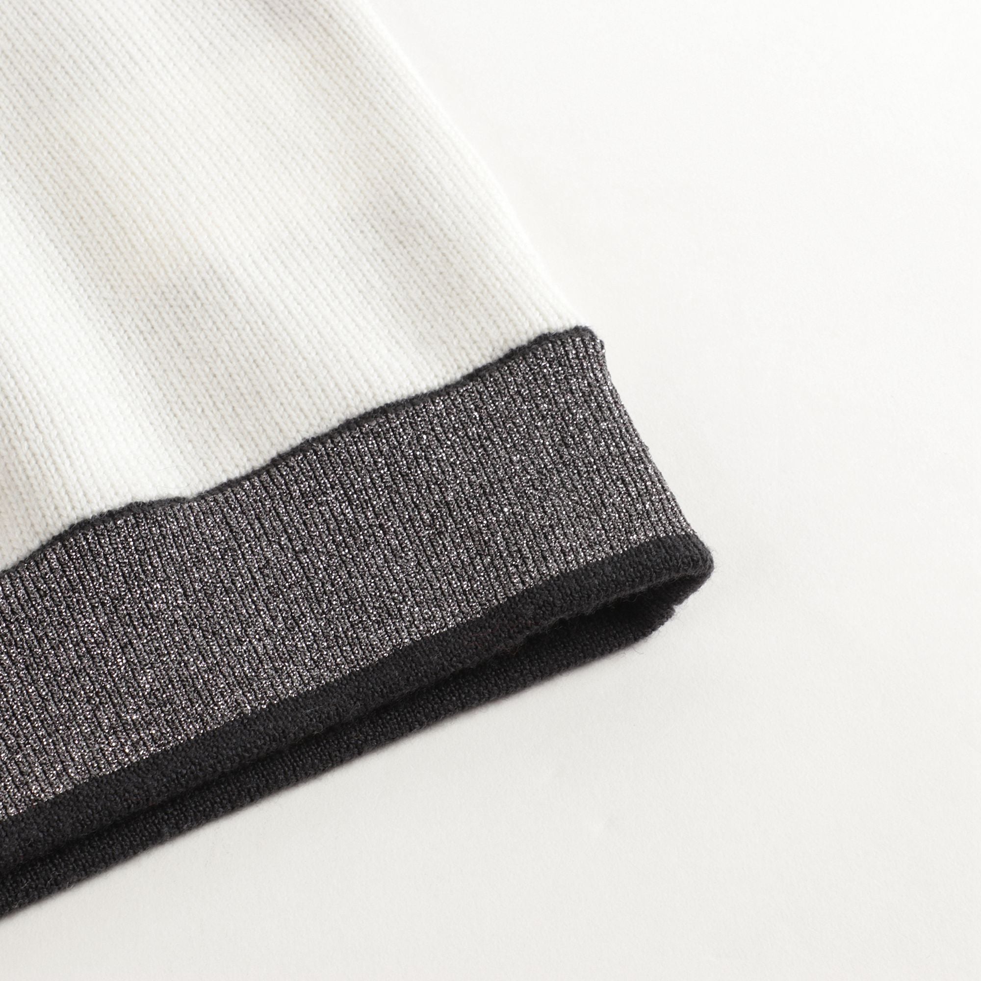 Girls White & Black Logo Wool Sweater