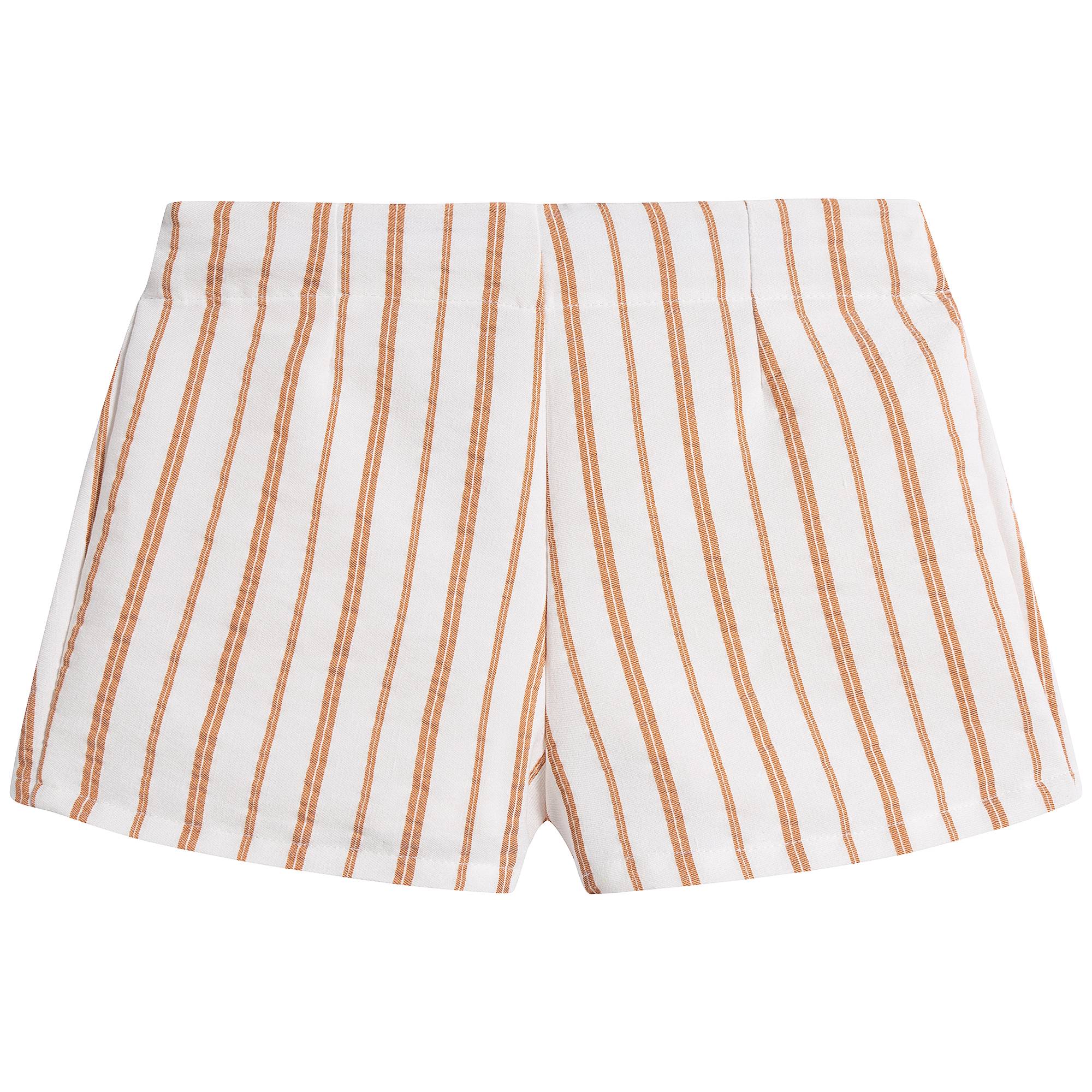 Girls Terracota & White Striped Shorts