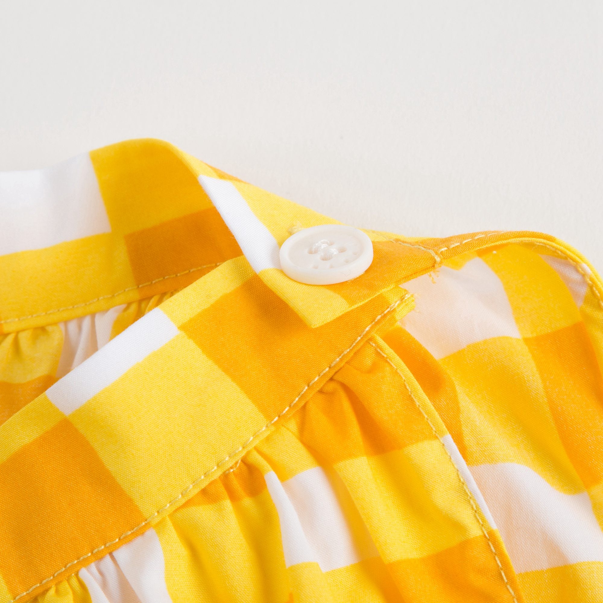 Girls Yellow Checked Dress