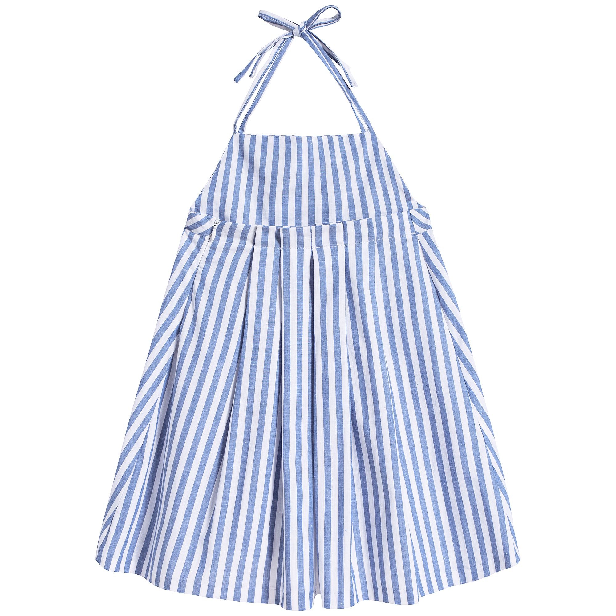 Girls White & Blue Striped Dress