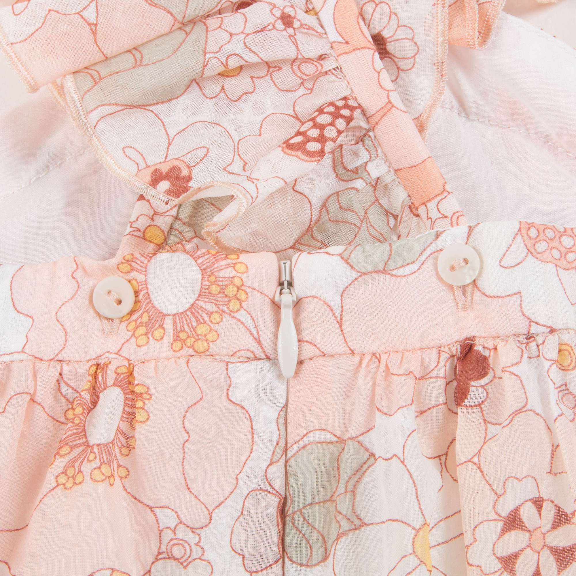 Baby Girls Rose Kaki Floral Cotton Dress