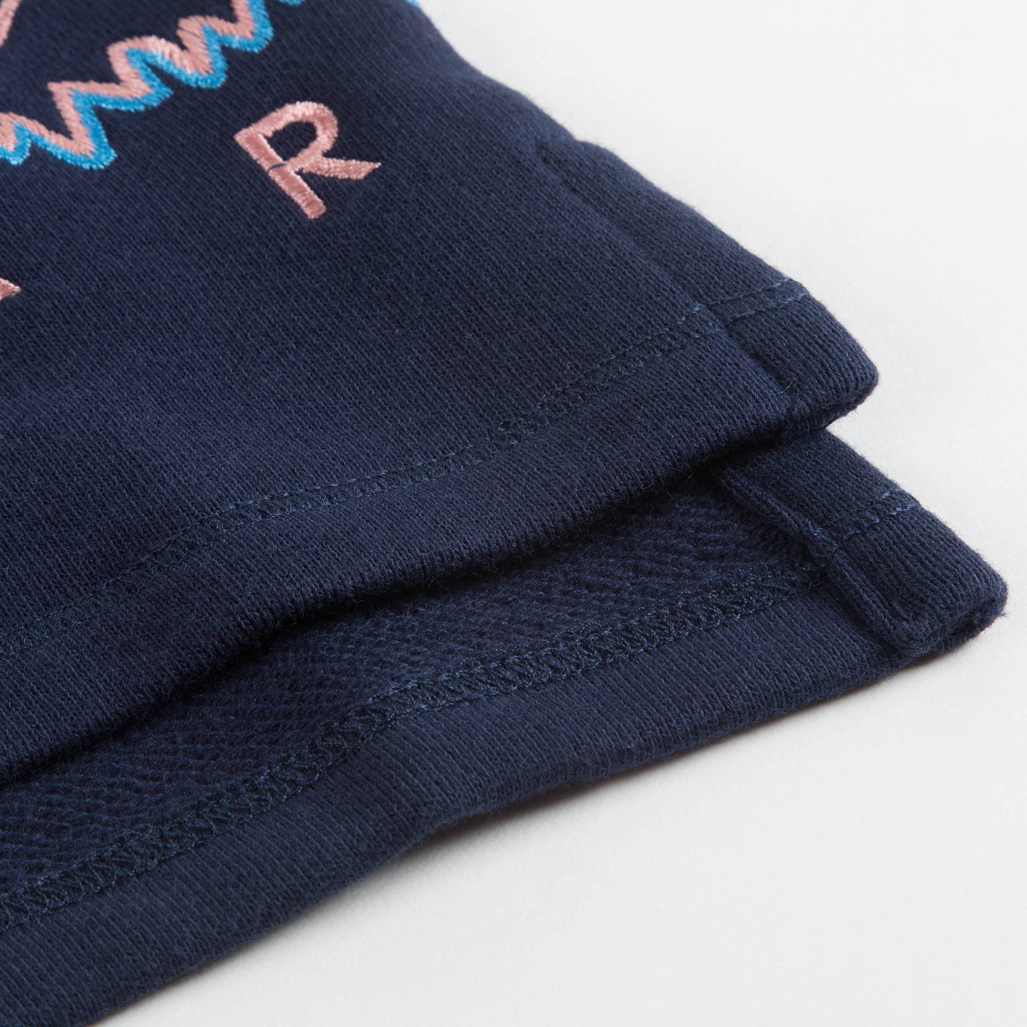 Girls Navy & Pink Printed Cotton Sweatshirt