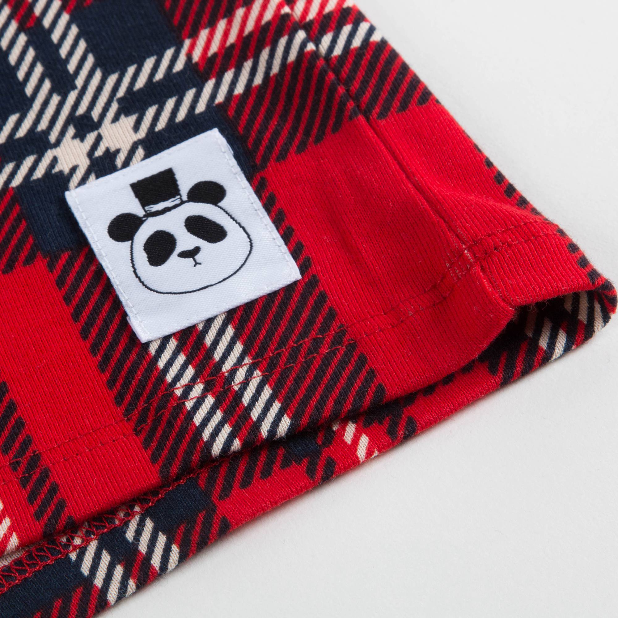 Girls Red Check Organic Cotton T-shirt