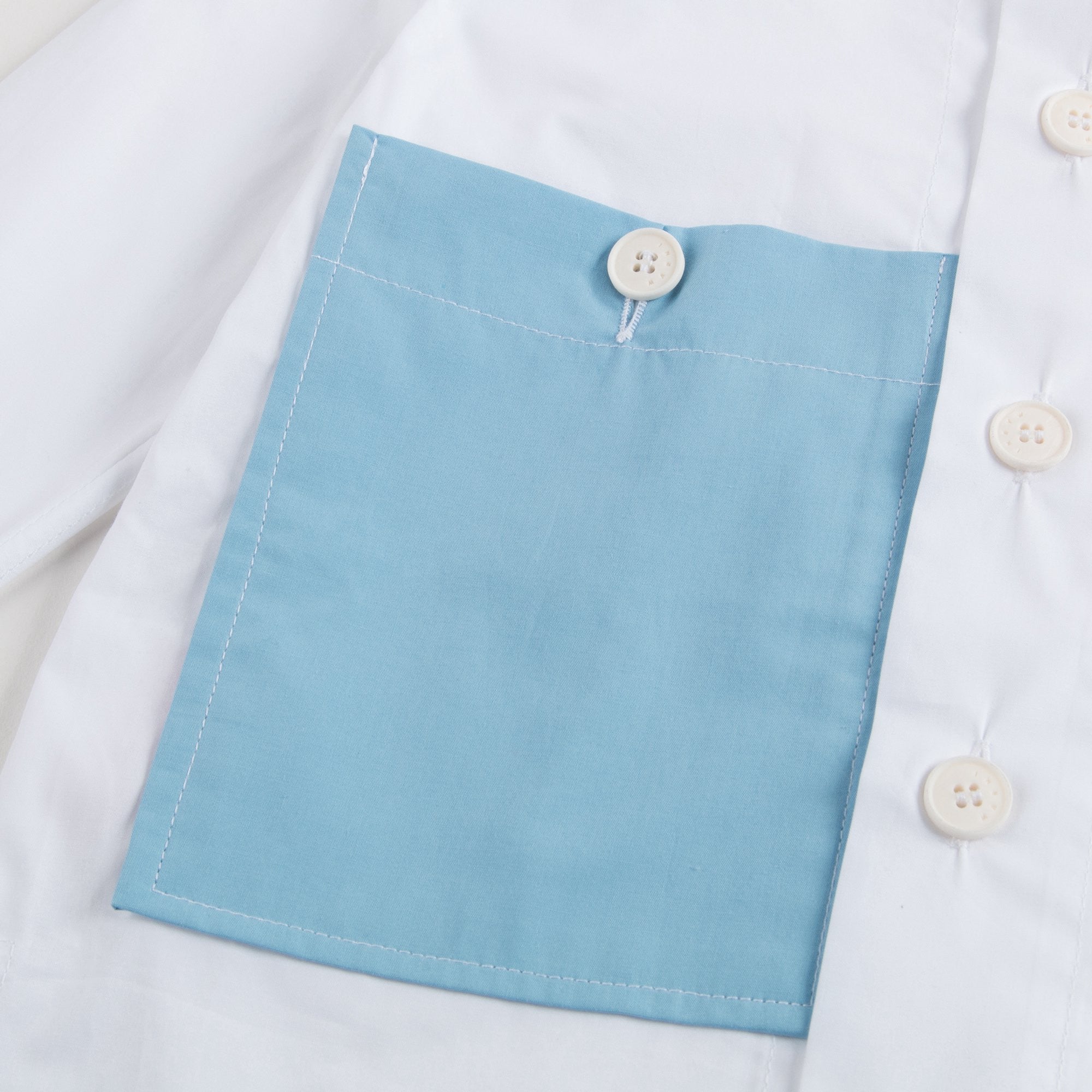 Girls White Shirt With Blue Pocket