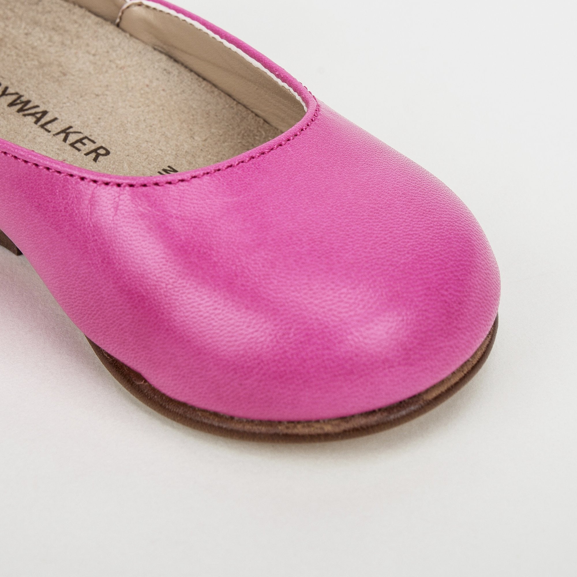 Girls Fuchsia Chiffon Flowers Embellished Heel Leather Ballerinas