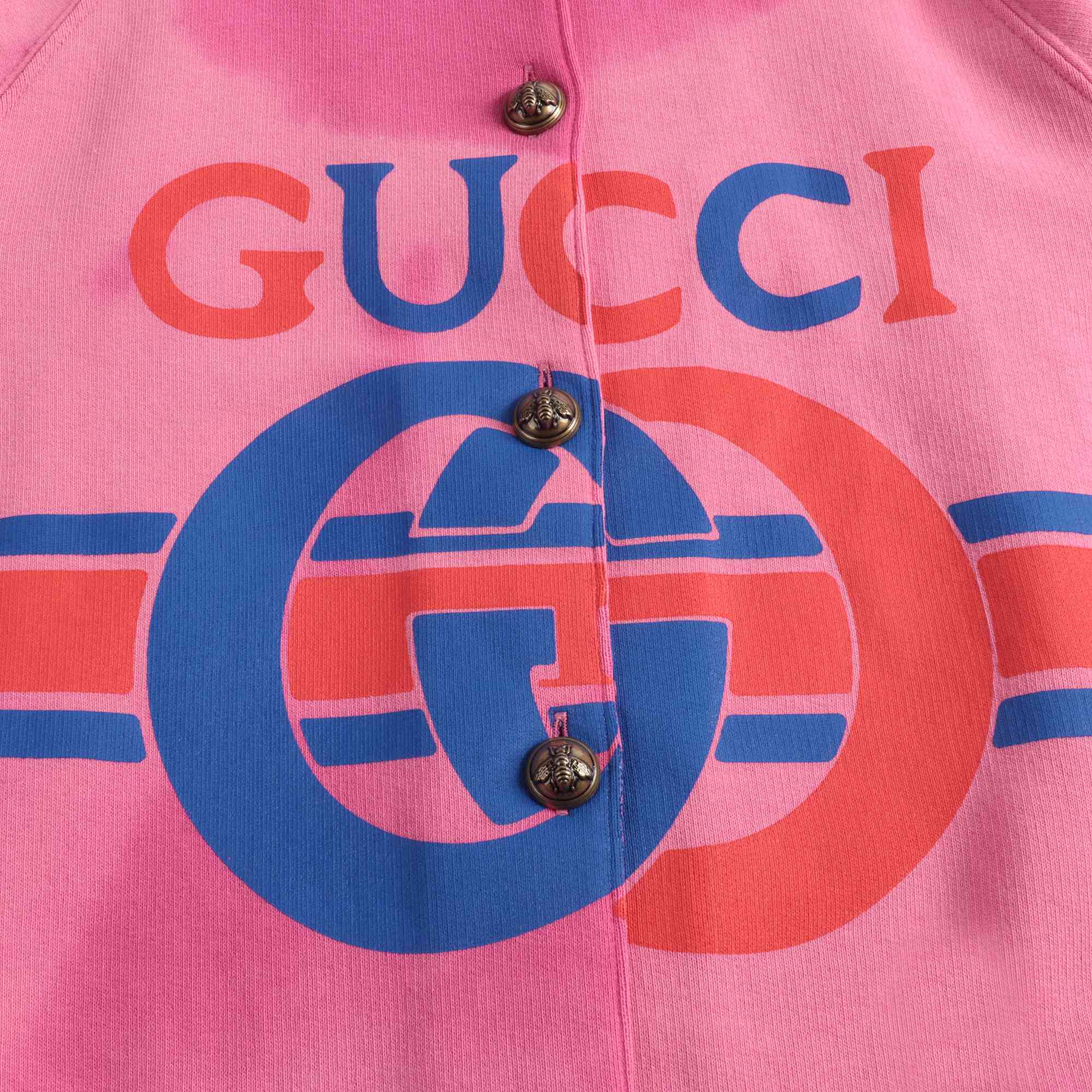 Girls Bright Pink Logo Cotton Cardigan
