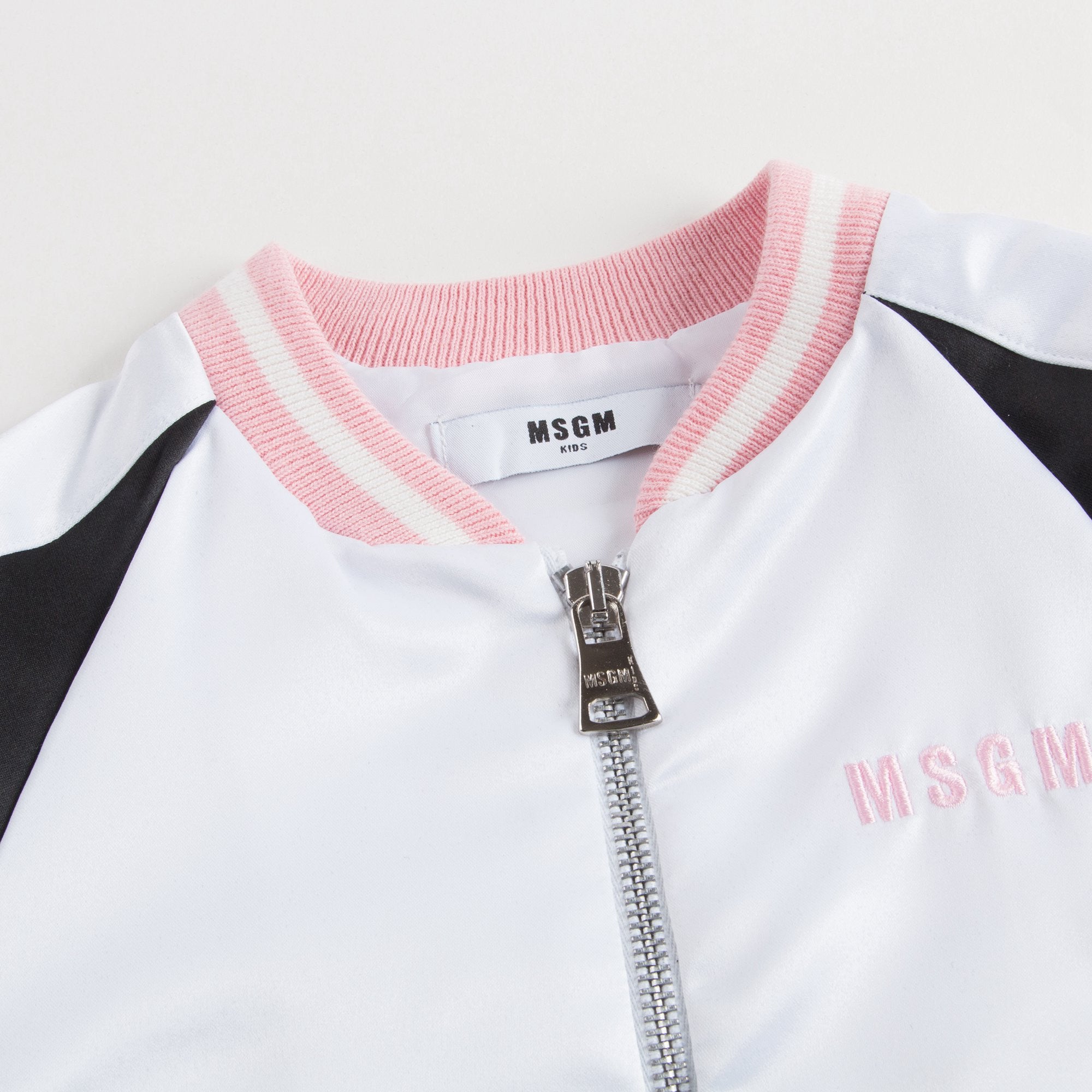 Girls White & Black Logo Jacket