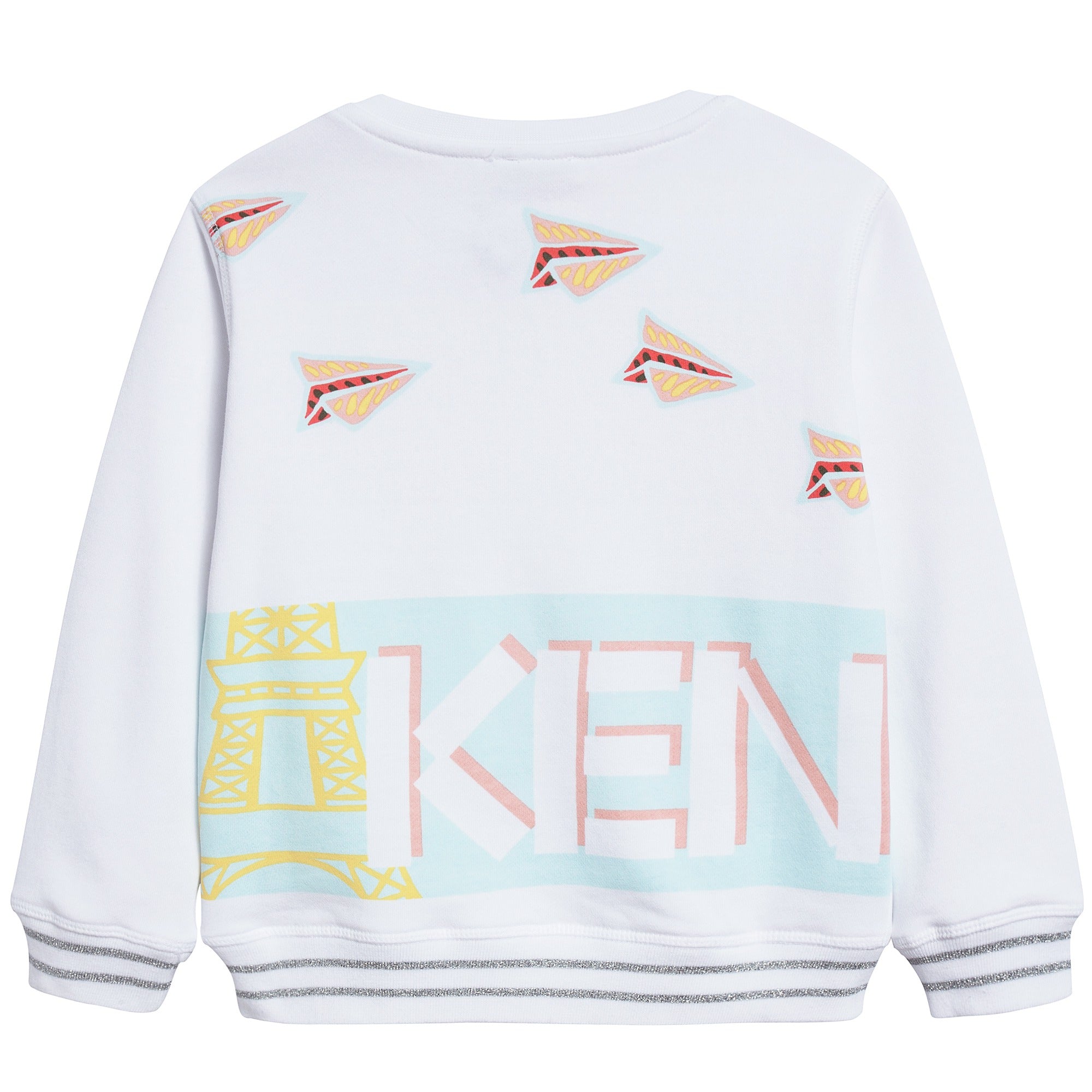 Girls White Logo Cotton Sweater