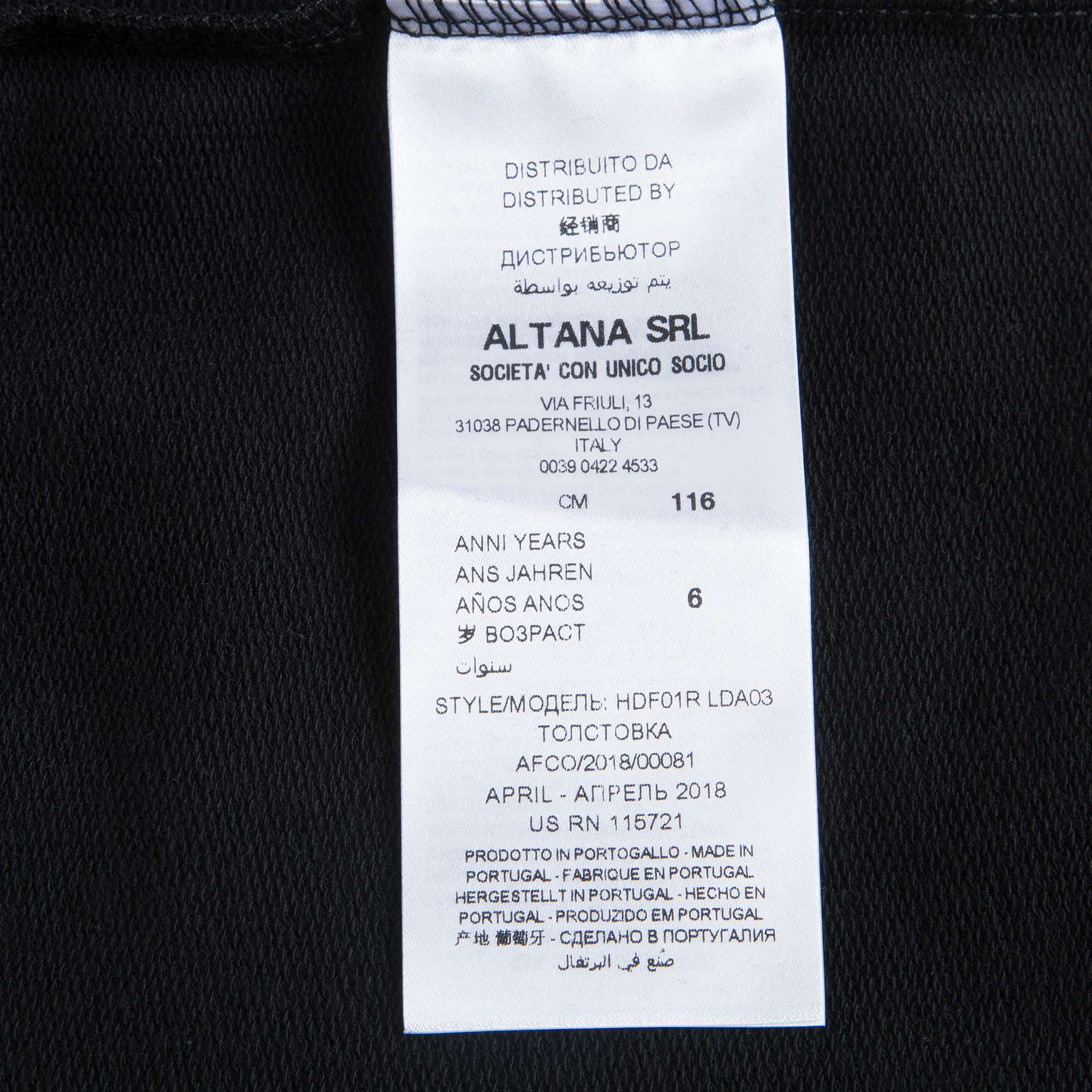 Girls Black Cotton Sweatshirt