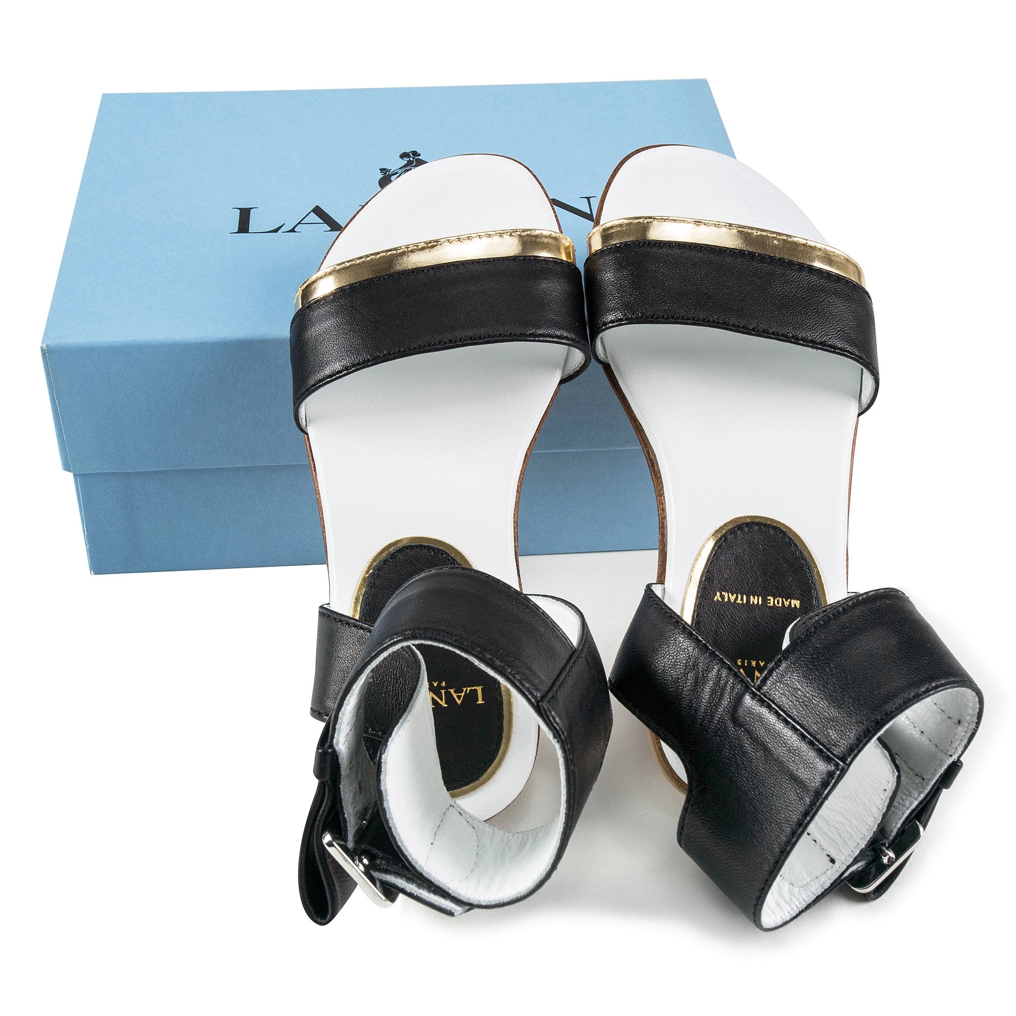 Girls Black & Gold Sandals