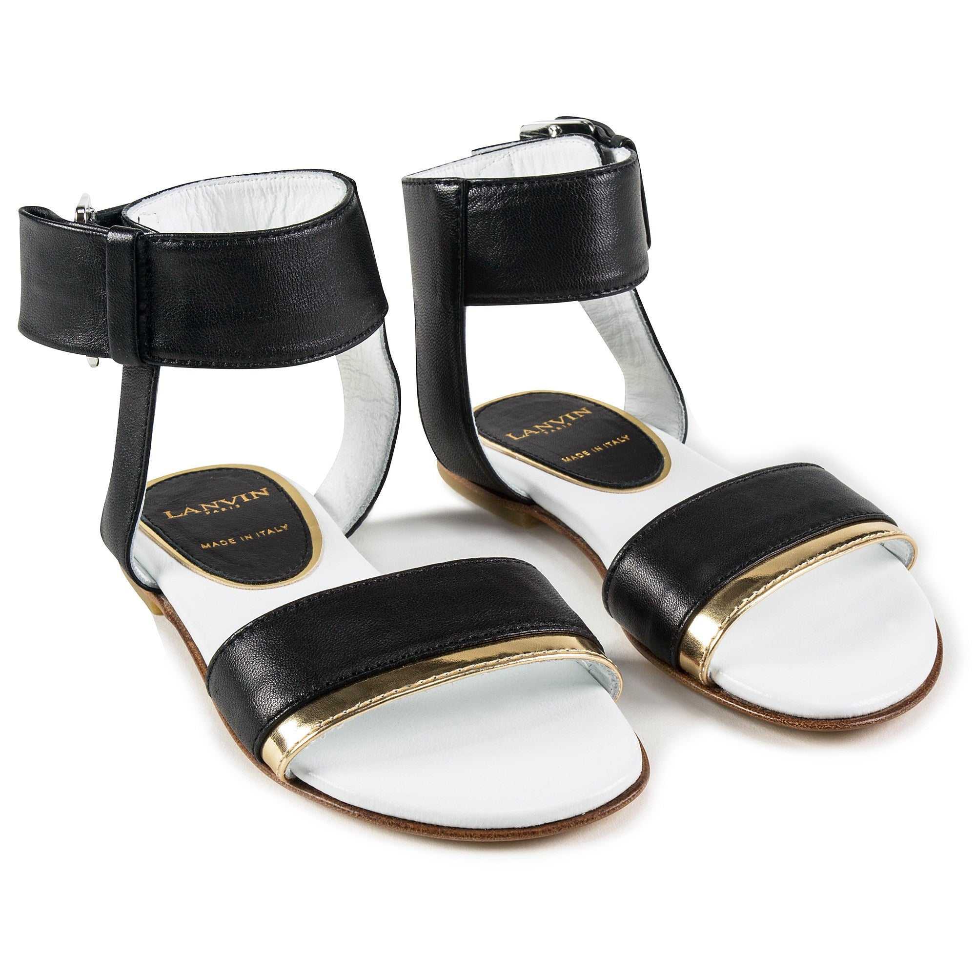 Girls Black & Gold Sandals
