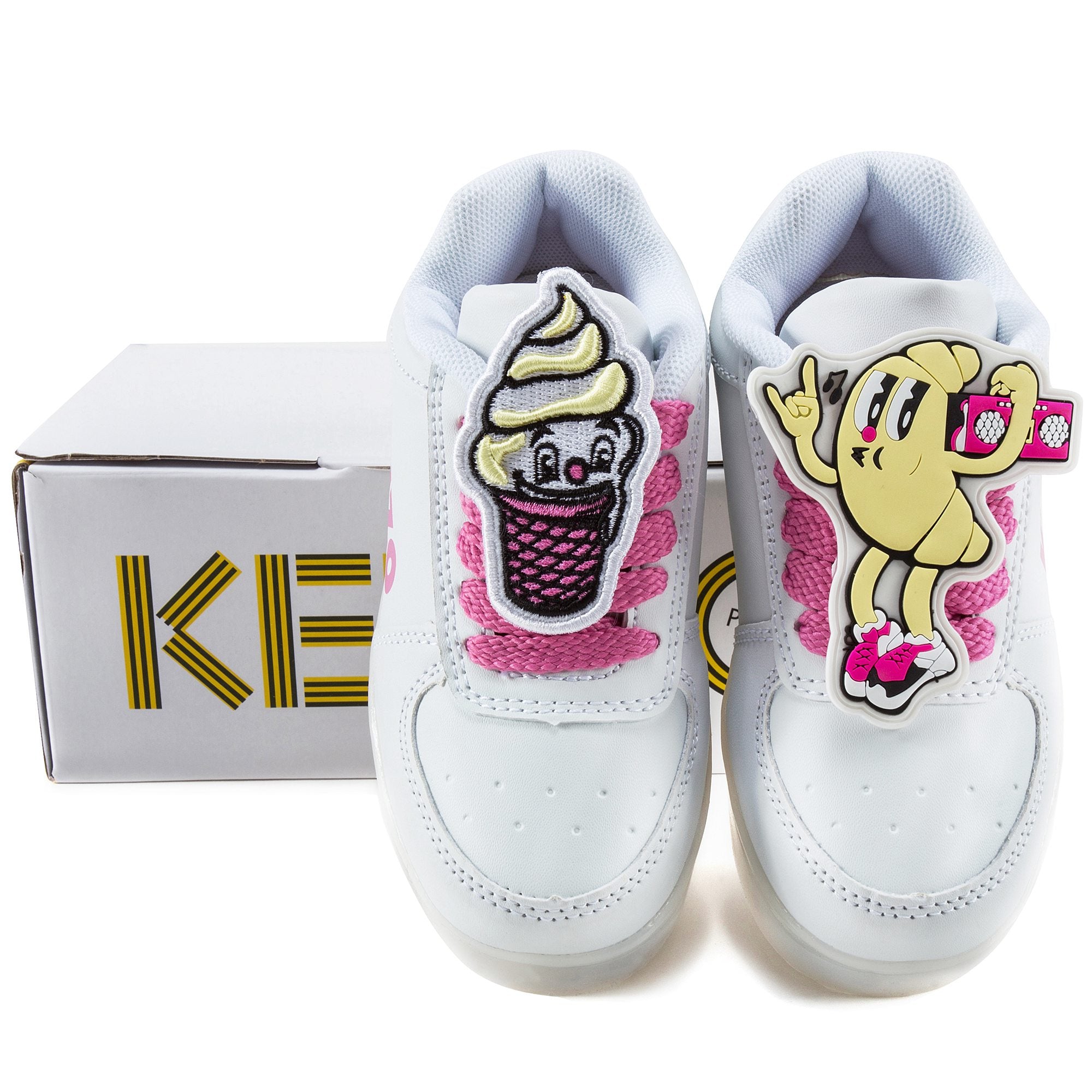 Girls White Flashing Sneakers
