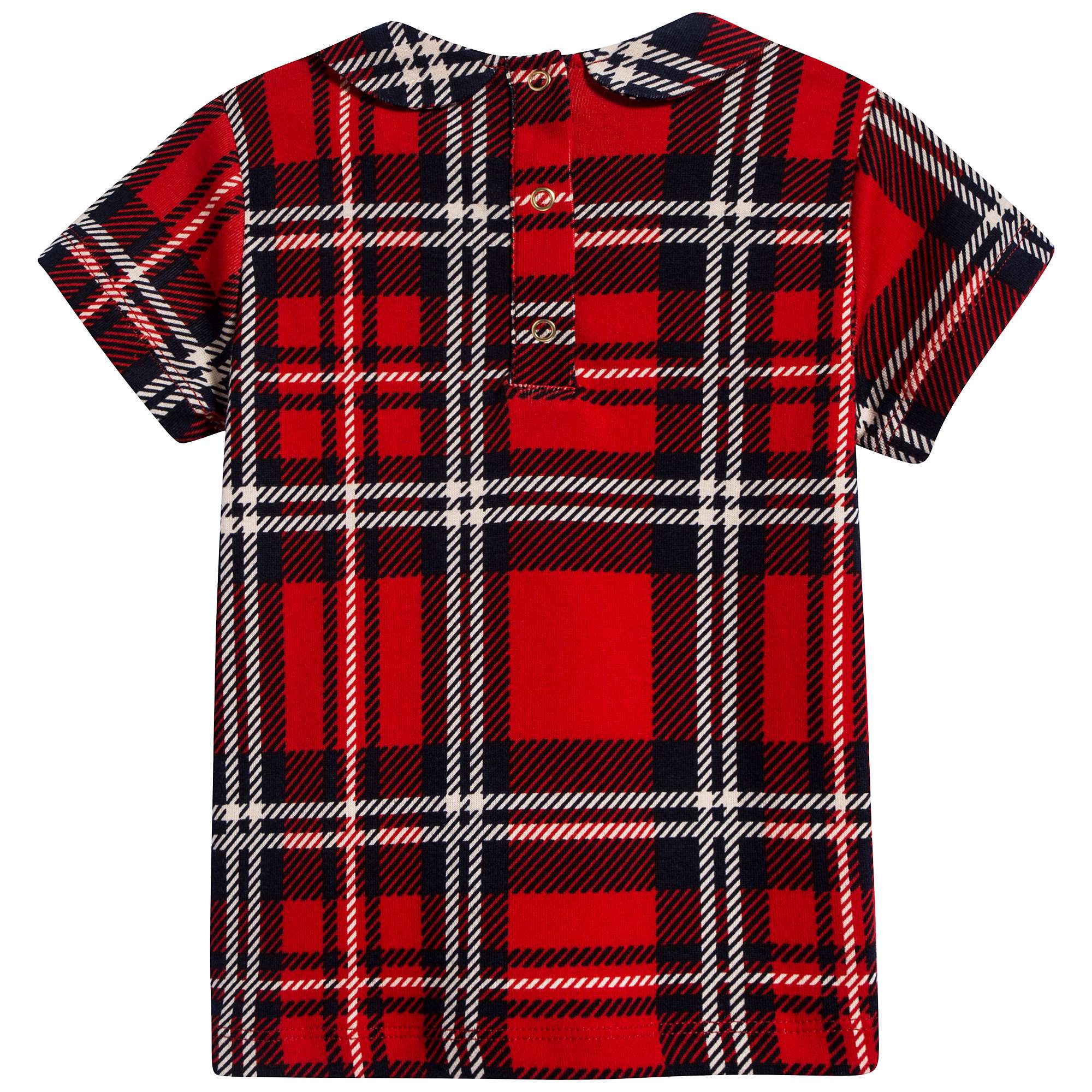 Girls Red Check Organic Cotton T-shirt