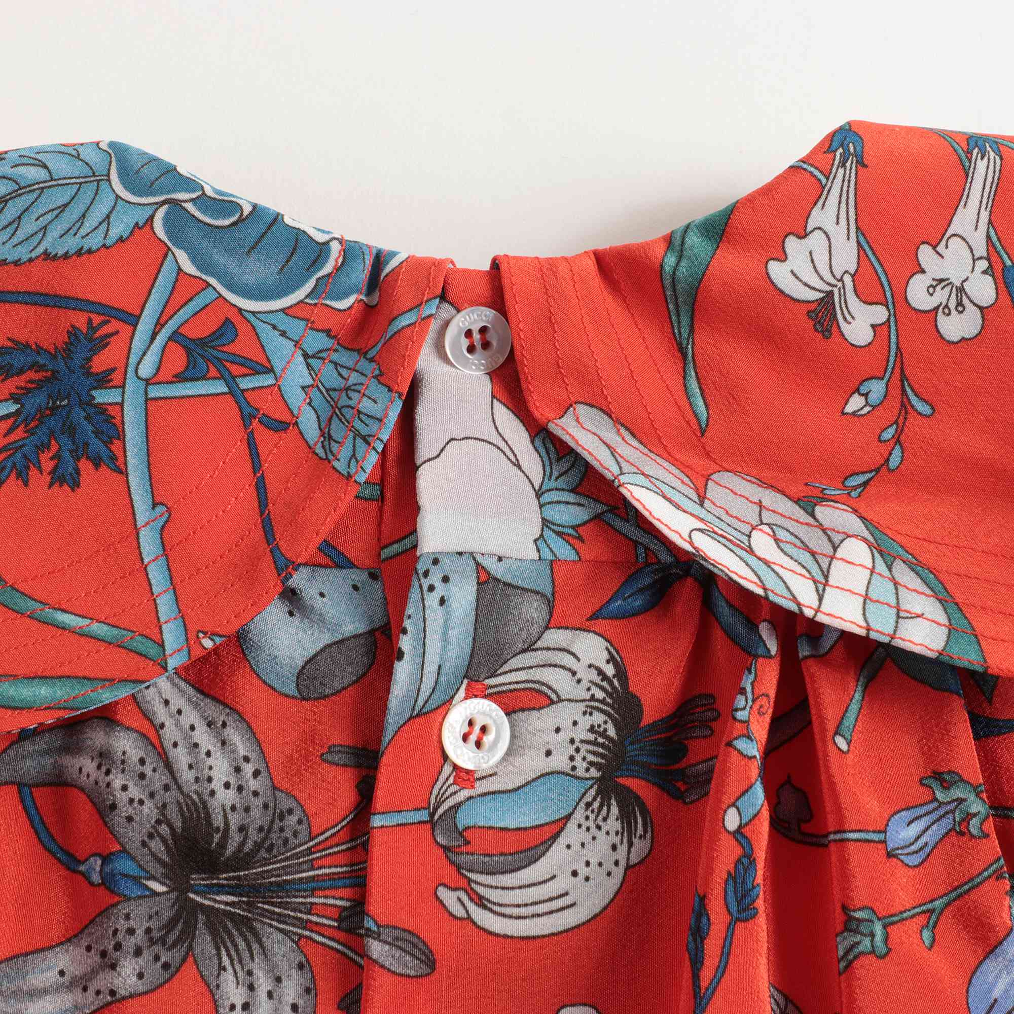Girls Orange Red & Blue Printed Silk Dress