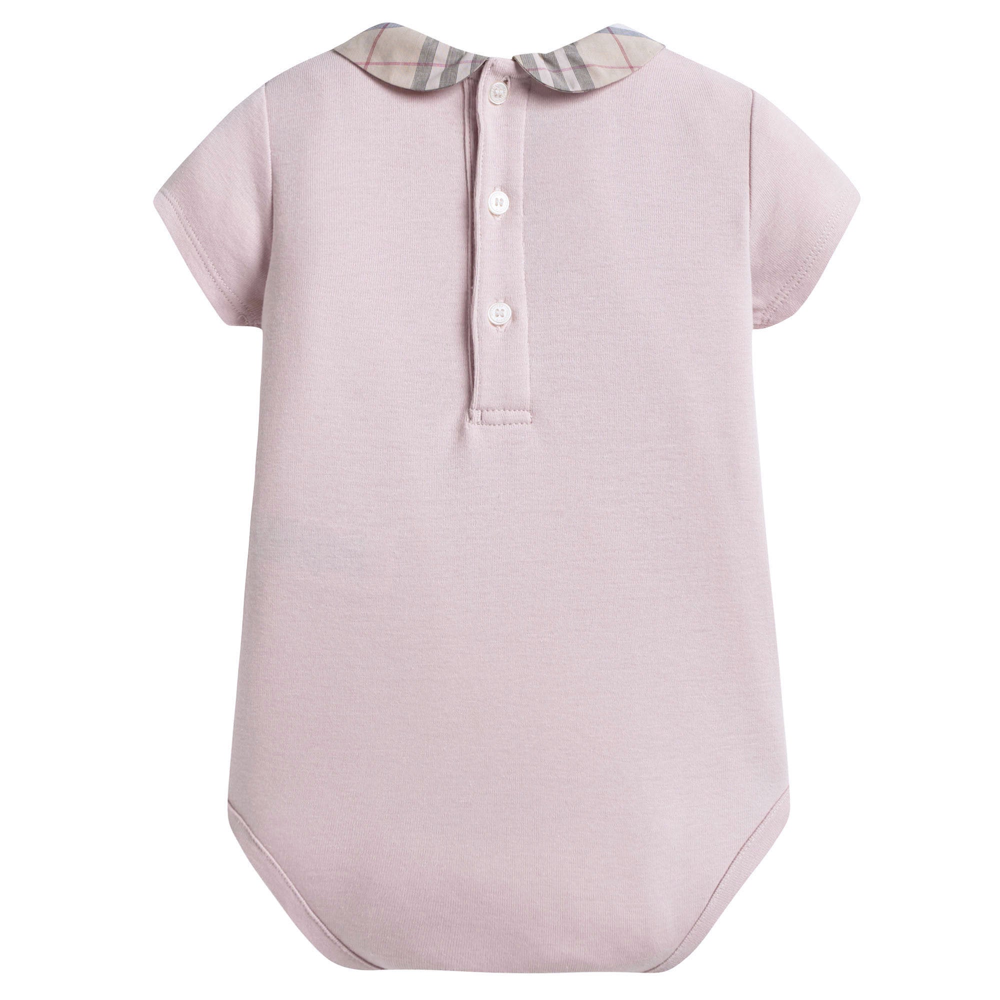 Baby Girls Pink Cotton Body With Check Collar