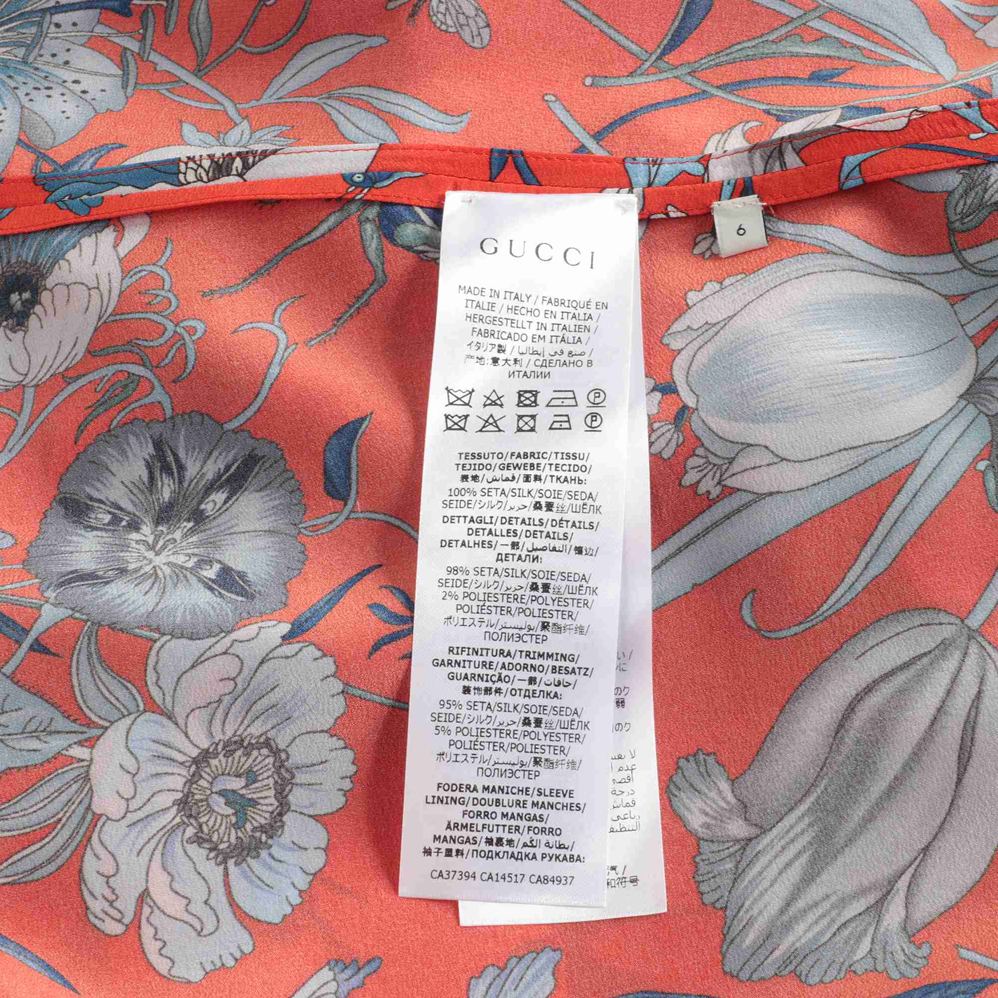 Girls Orange Red & Blue Printed Silk Dress