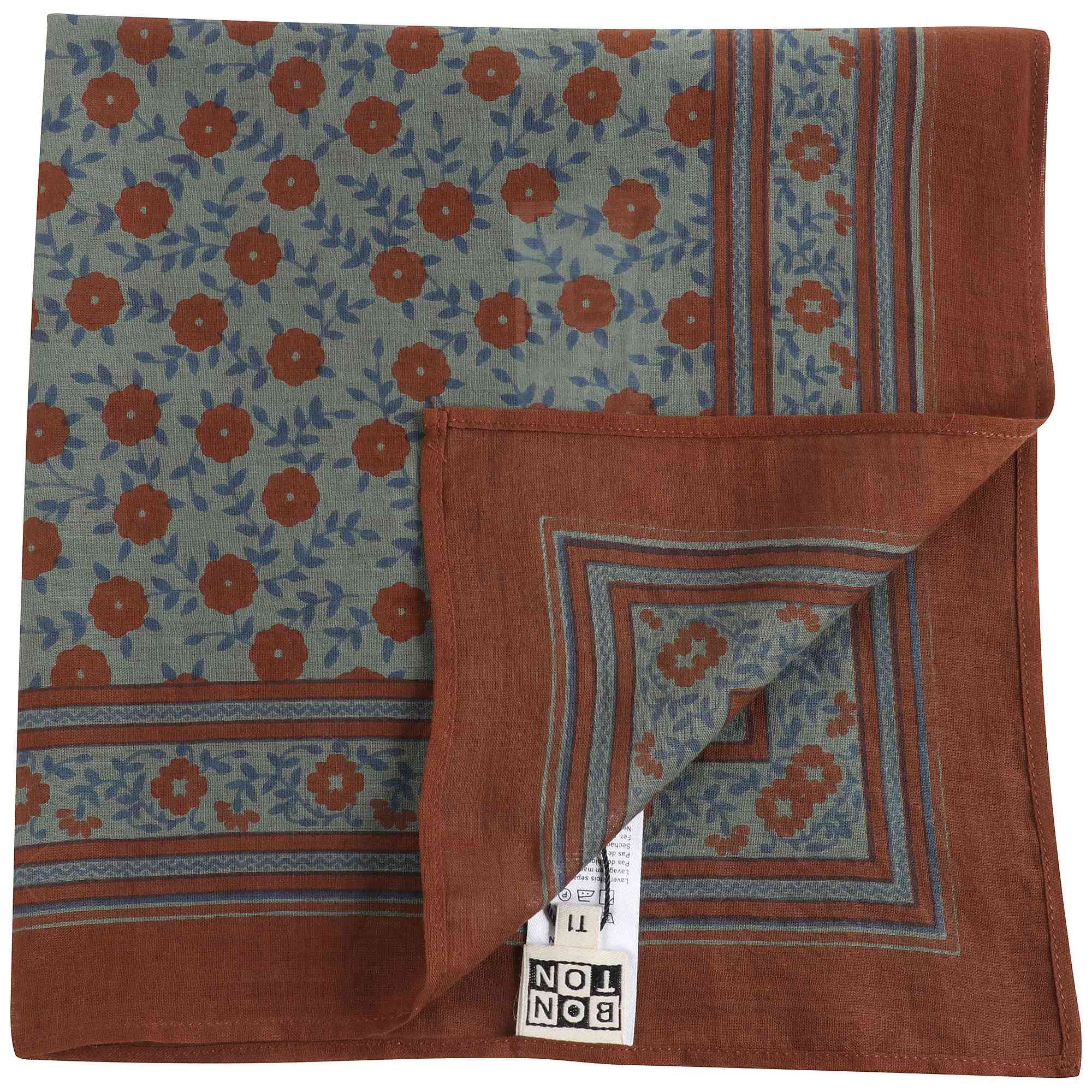 Girls Green Flowers Silk Scarf