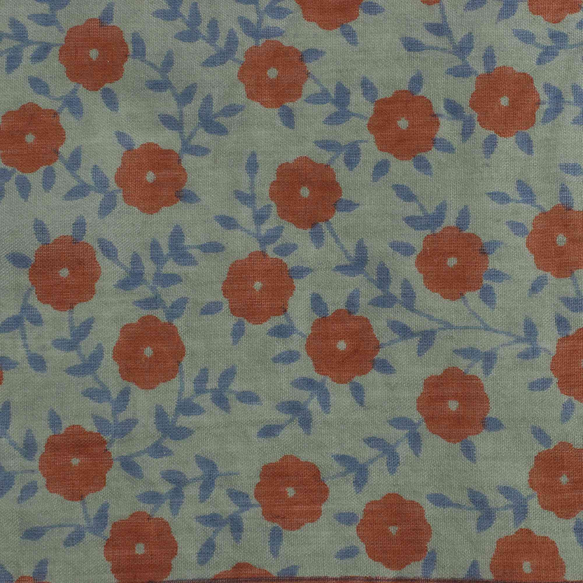 Girls Green Flowers Silk Scarf