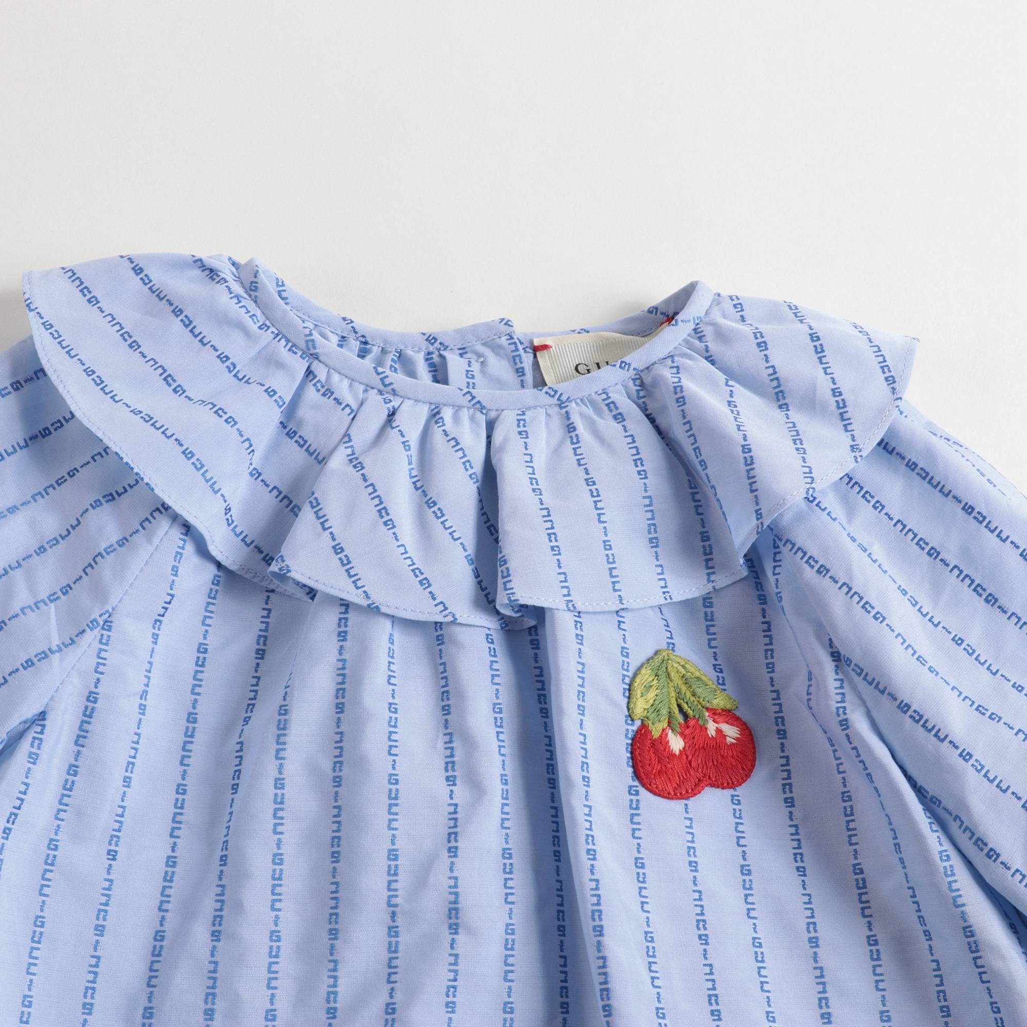 Baby Girls Light Blue Logo Cotton Shirt