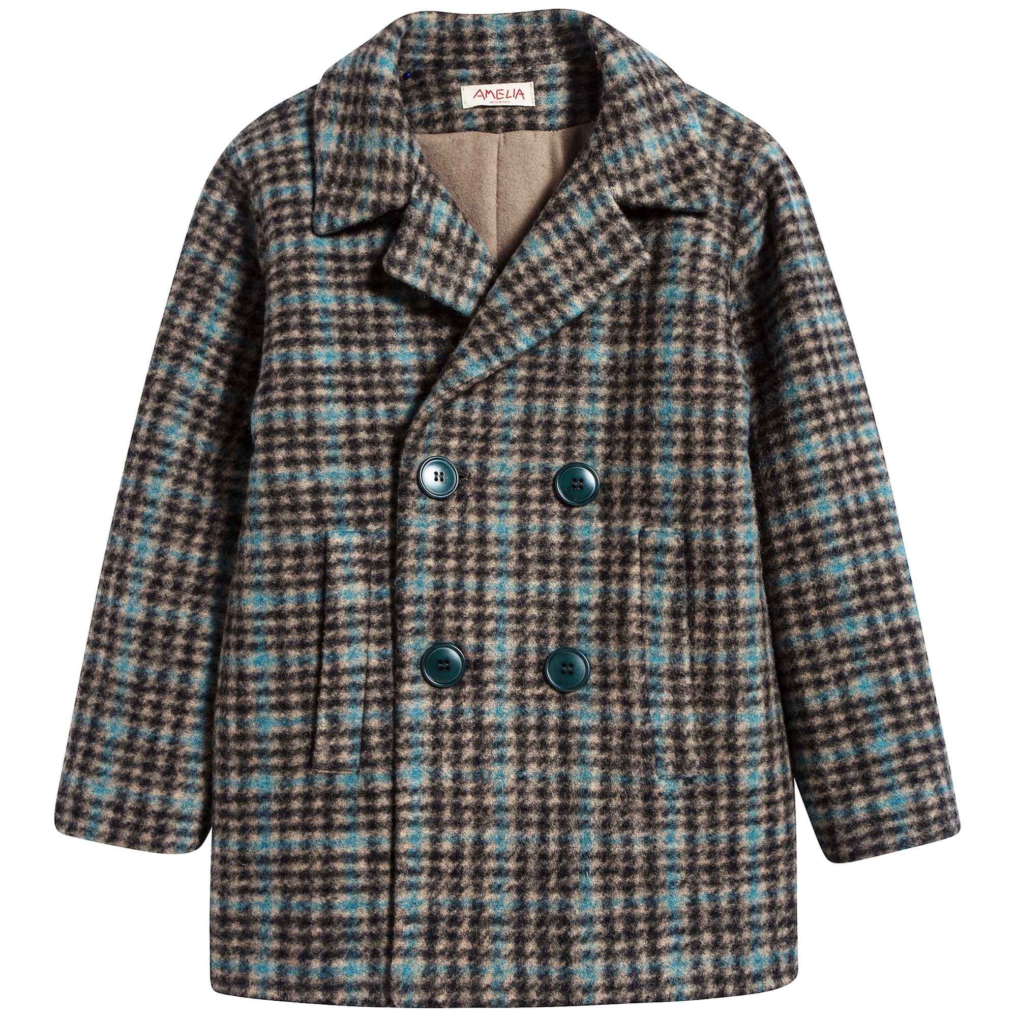 Boys Check Peacoat