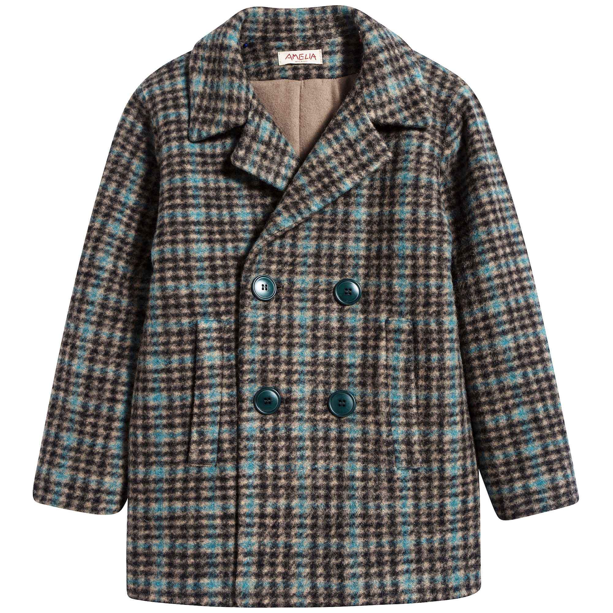 Boys Check Peacoat