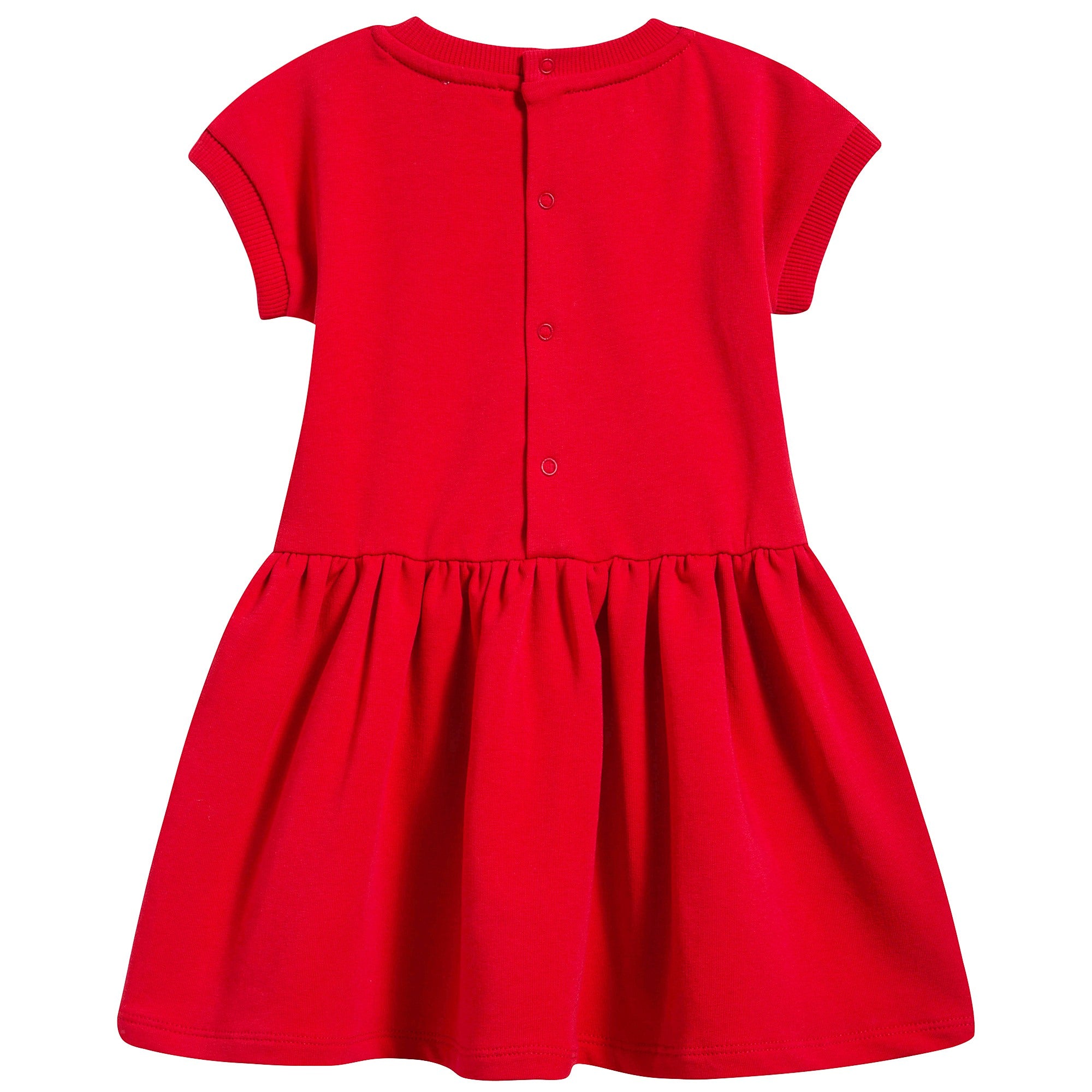 Baby Girls Poppy Red Cotton Teddy Bear Dress