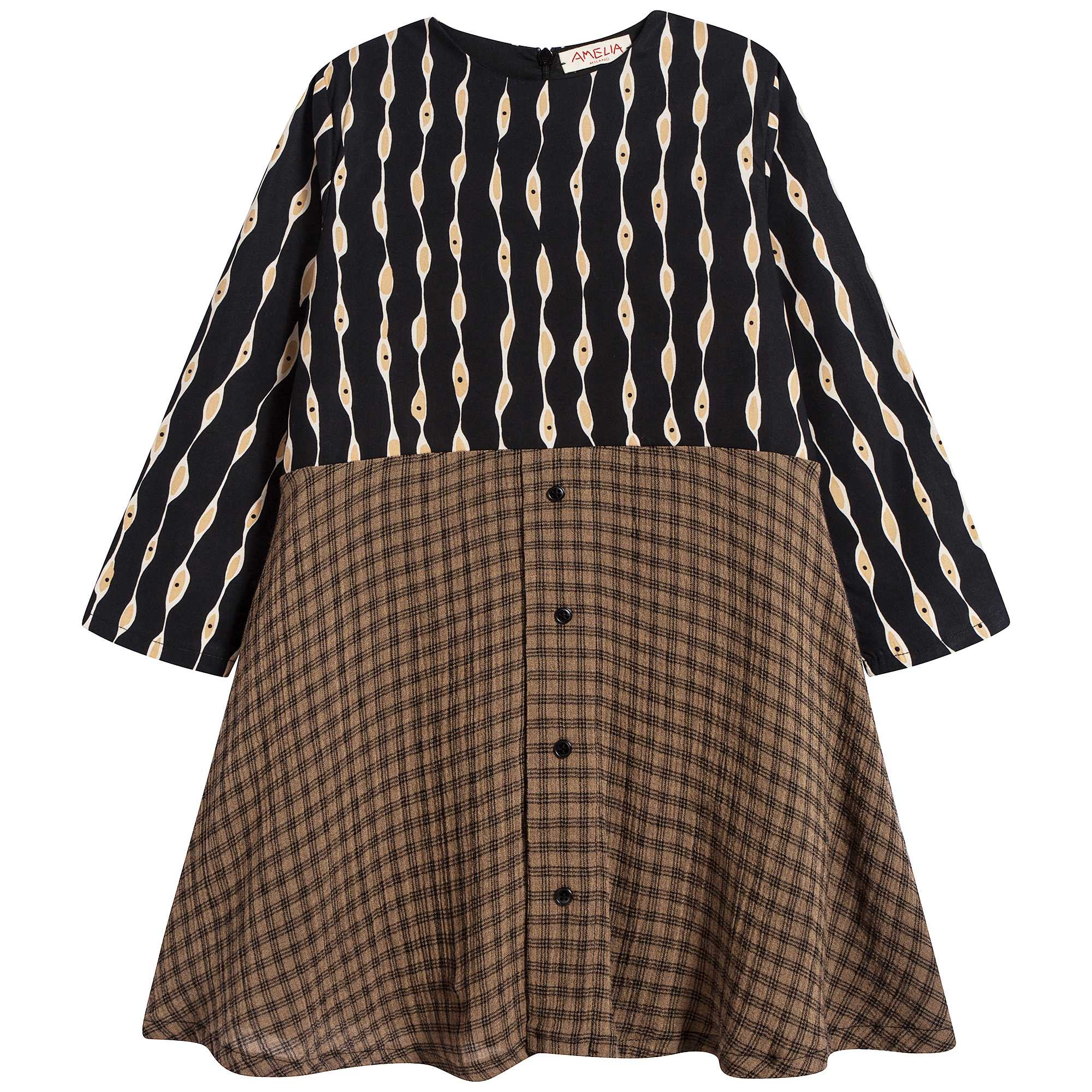 Girls Two Fabrics Dress